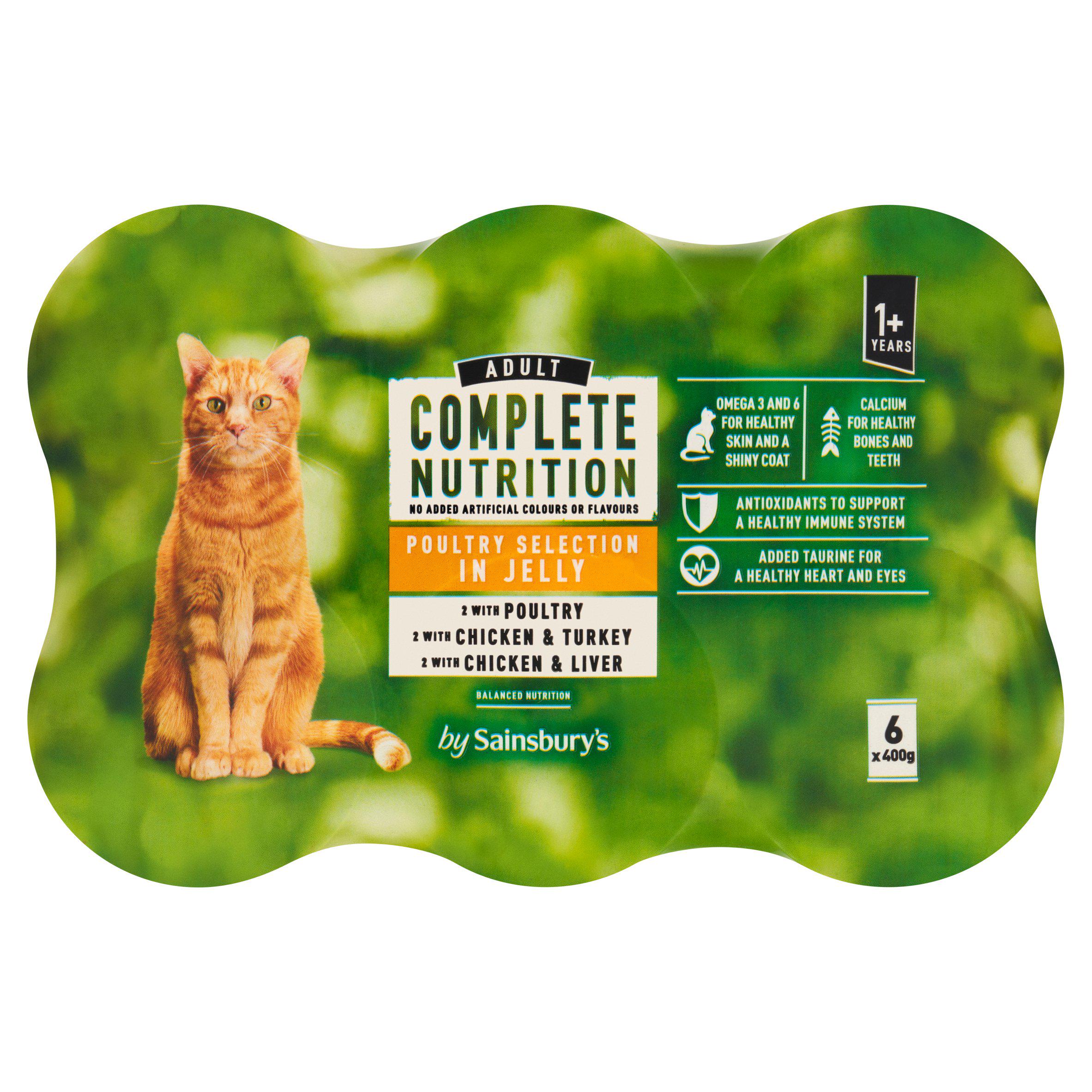 Sainsbury's Adult Complete Nutrition Meat Selection in Jelly Cat Food 1+ Years 6 x 400g