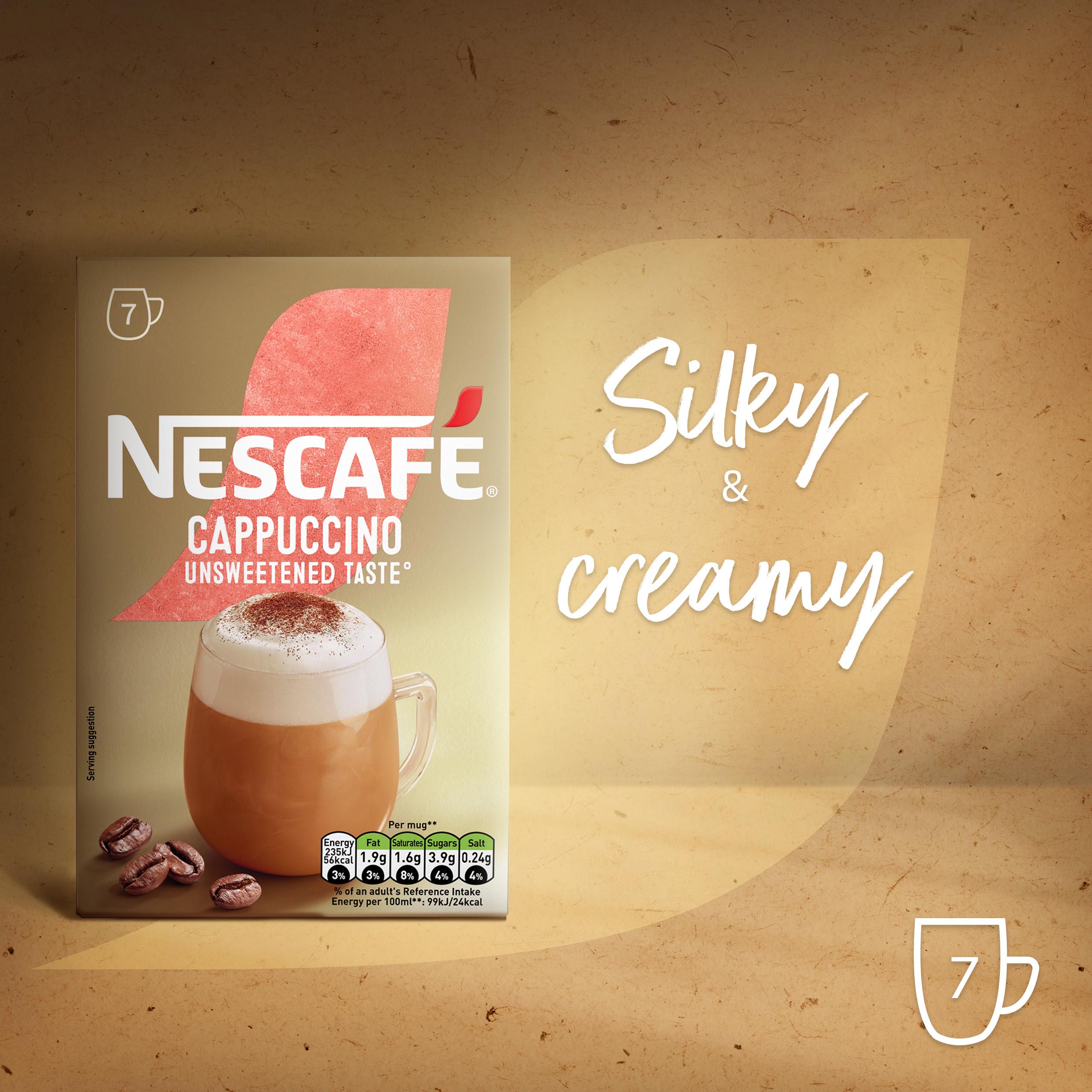 Nescafe Cappuccino Unsweetened Instant Coffee Sachets x7 99.4g thumbnail 6