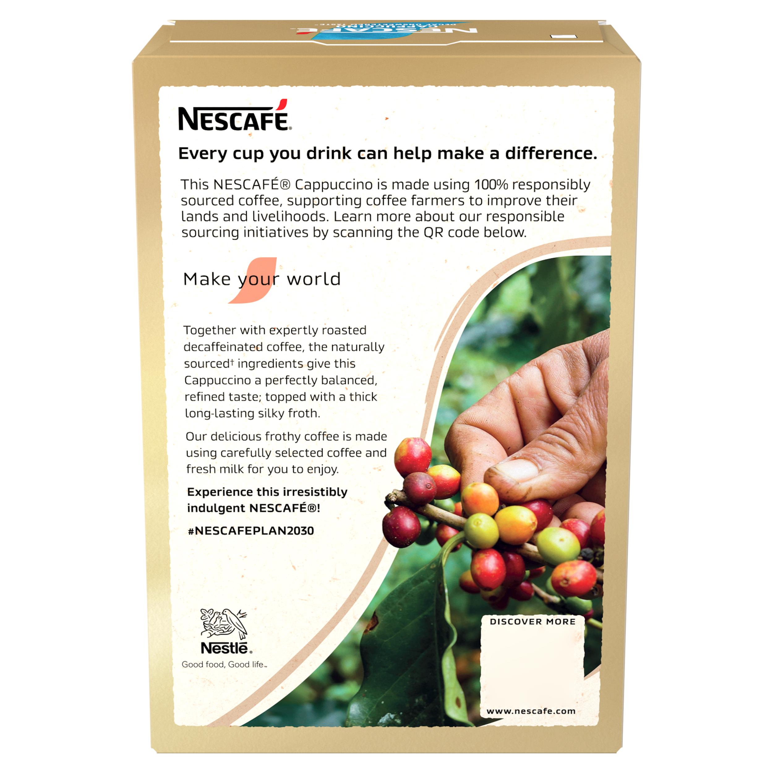 Nescafe Cappuccino Decaf Unsweetened Instant Coffee Sachets x7 105g thumbnail 2