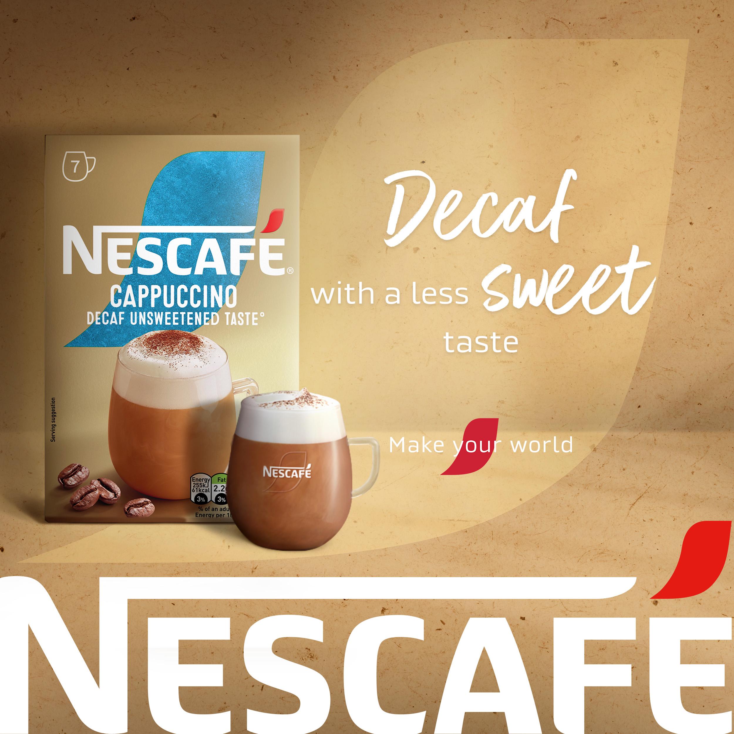 Nescafe Cappuccino Decaf Unsweetened Instant Coffee Sachets x7 105g thumbnail 6