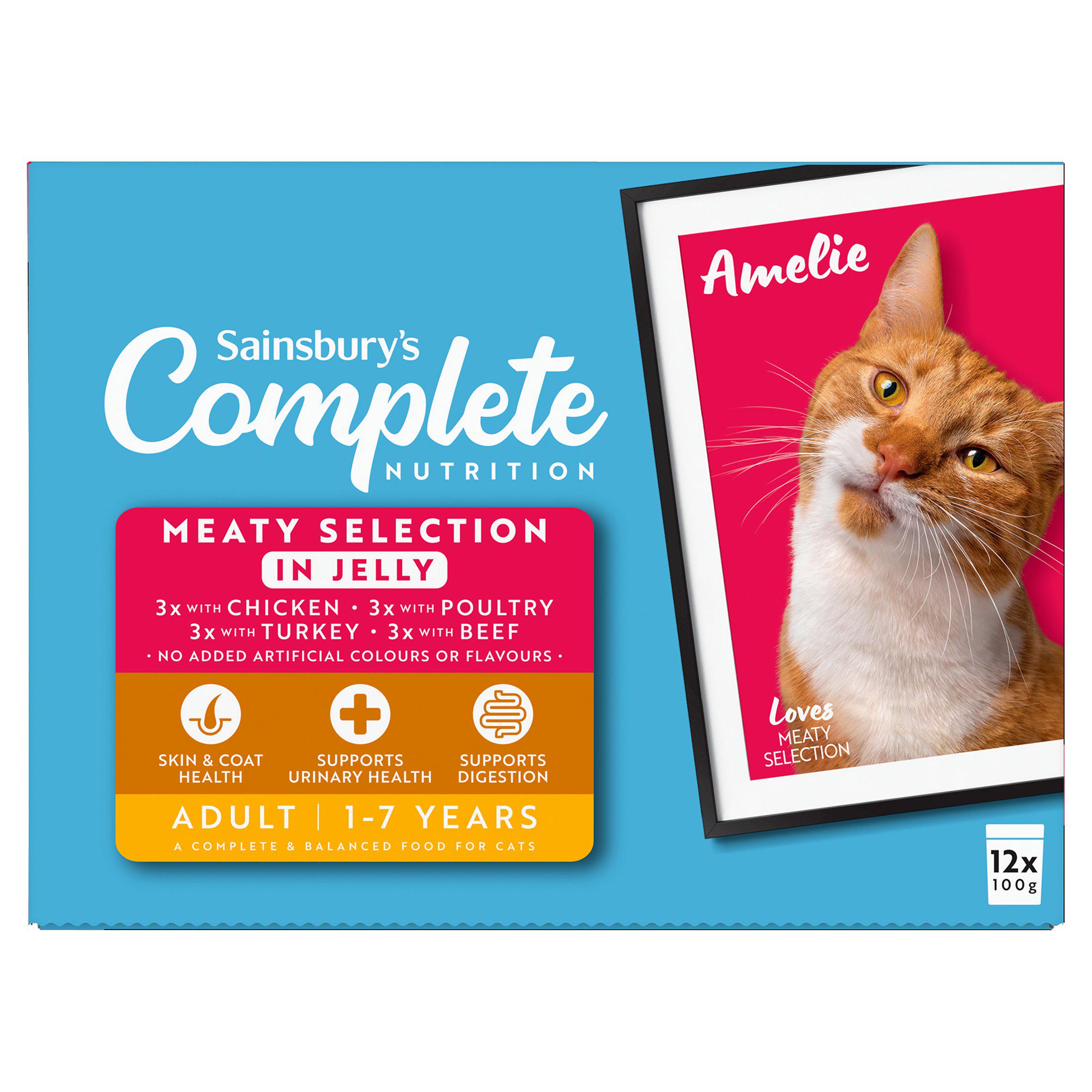 Sainsbury's Adult Complete Nutrition Meat Selection in Jelly Cat Food 1+ Years 12 x 100g