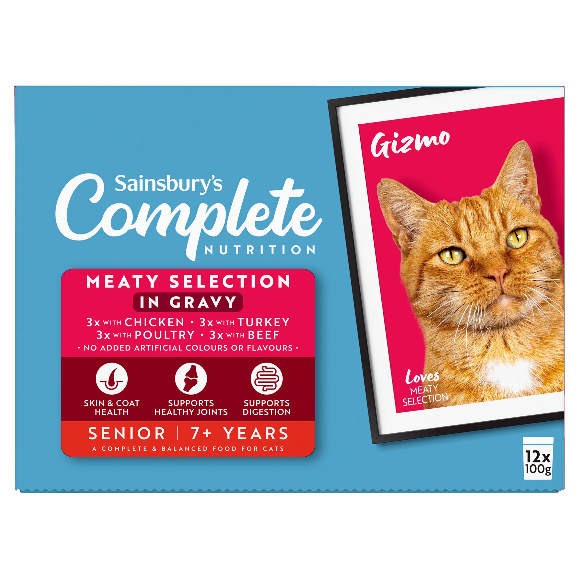 Sainsbury's Complete Nutrition 7+ Meat Selection in Gravy Senior Cat Food 12 x 100g