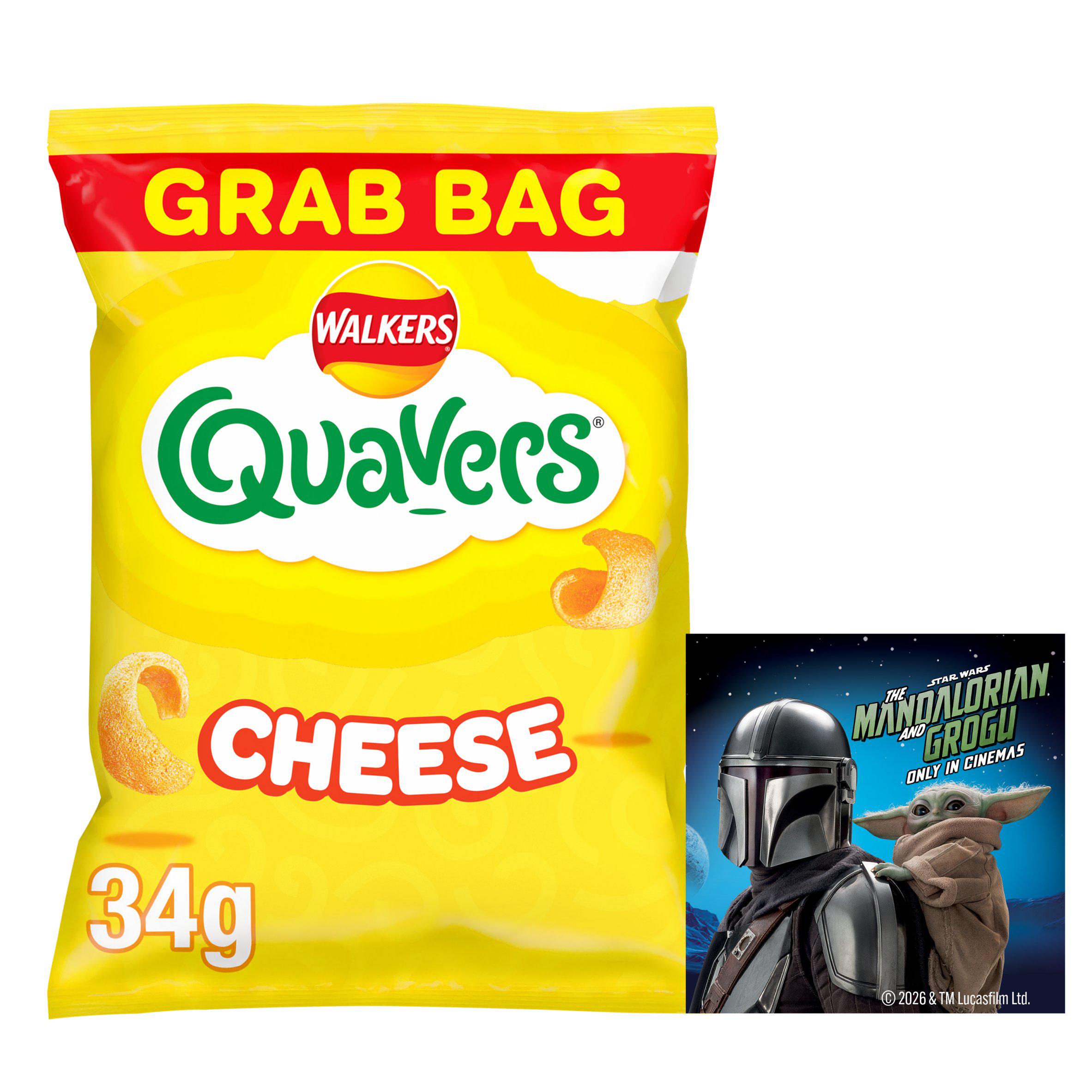 Walkers Quavers Cheese Snacks Grab Bag Crisps 34g