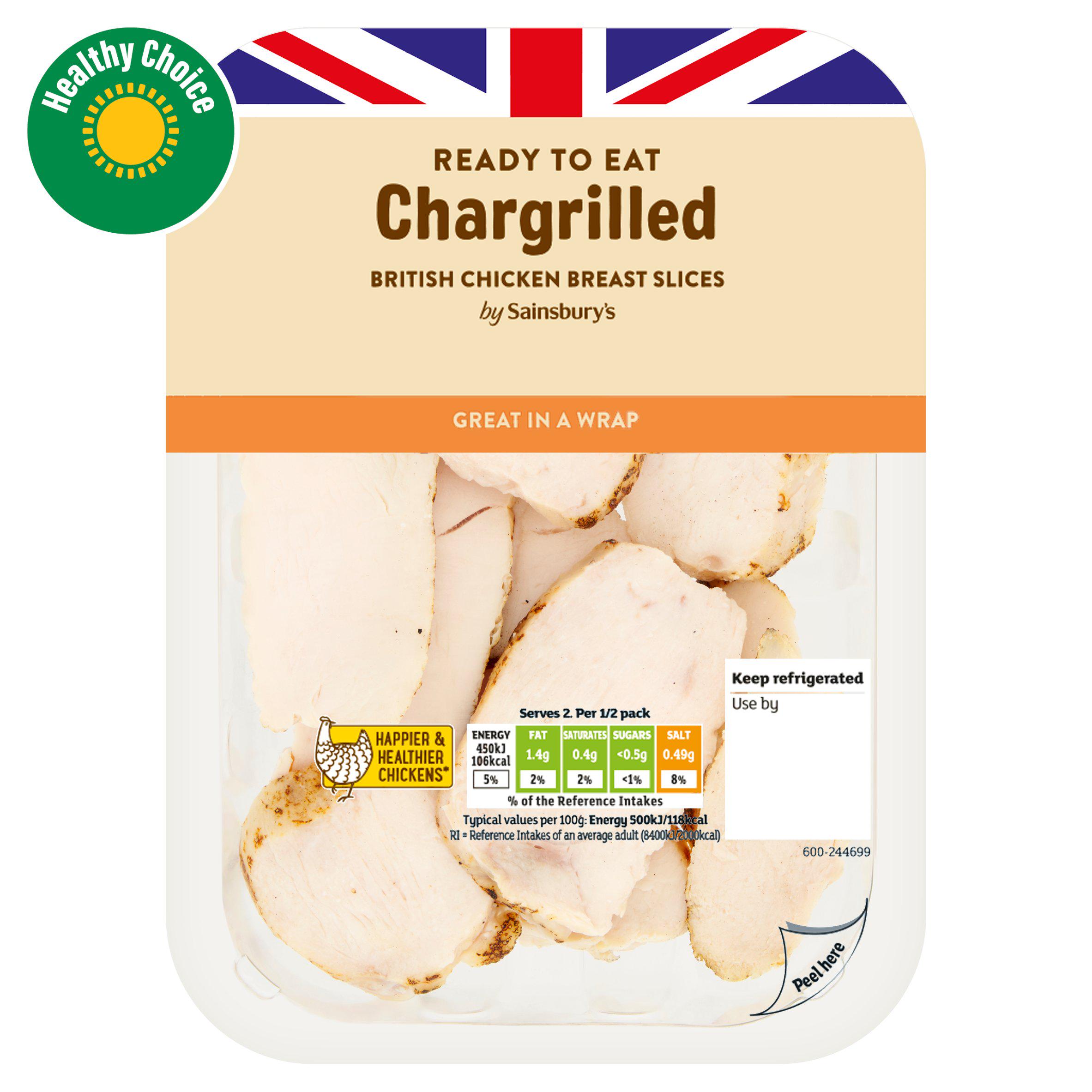 Sainsbury's Chargrilled British Chicken Breast Slices 180g