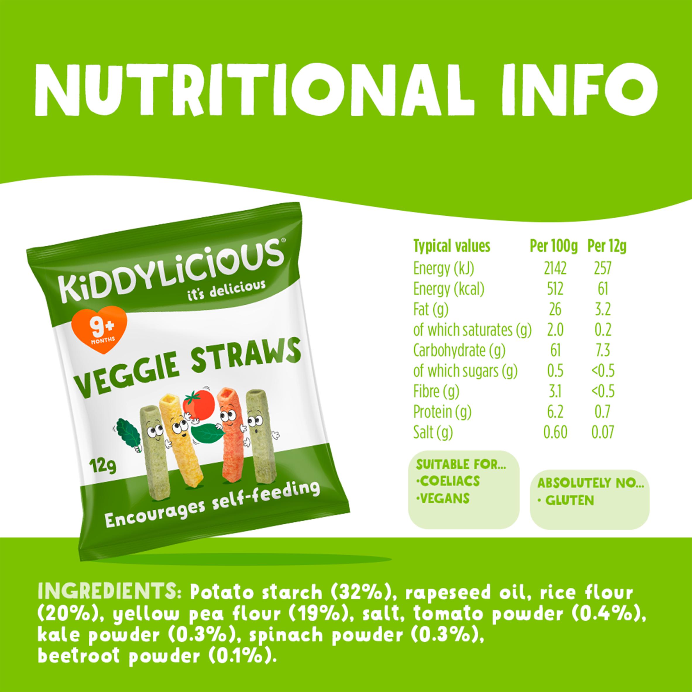 Kiddylicious Veggie Straws Baby Snacks 4x12g thumbnail 3