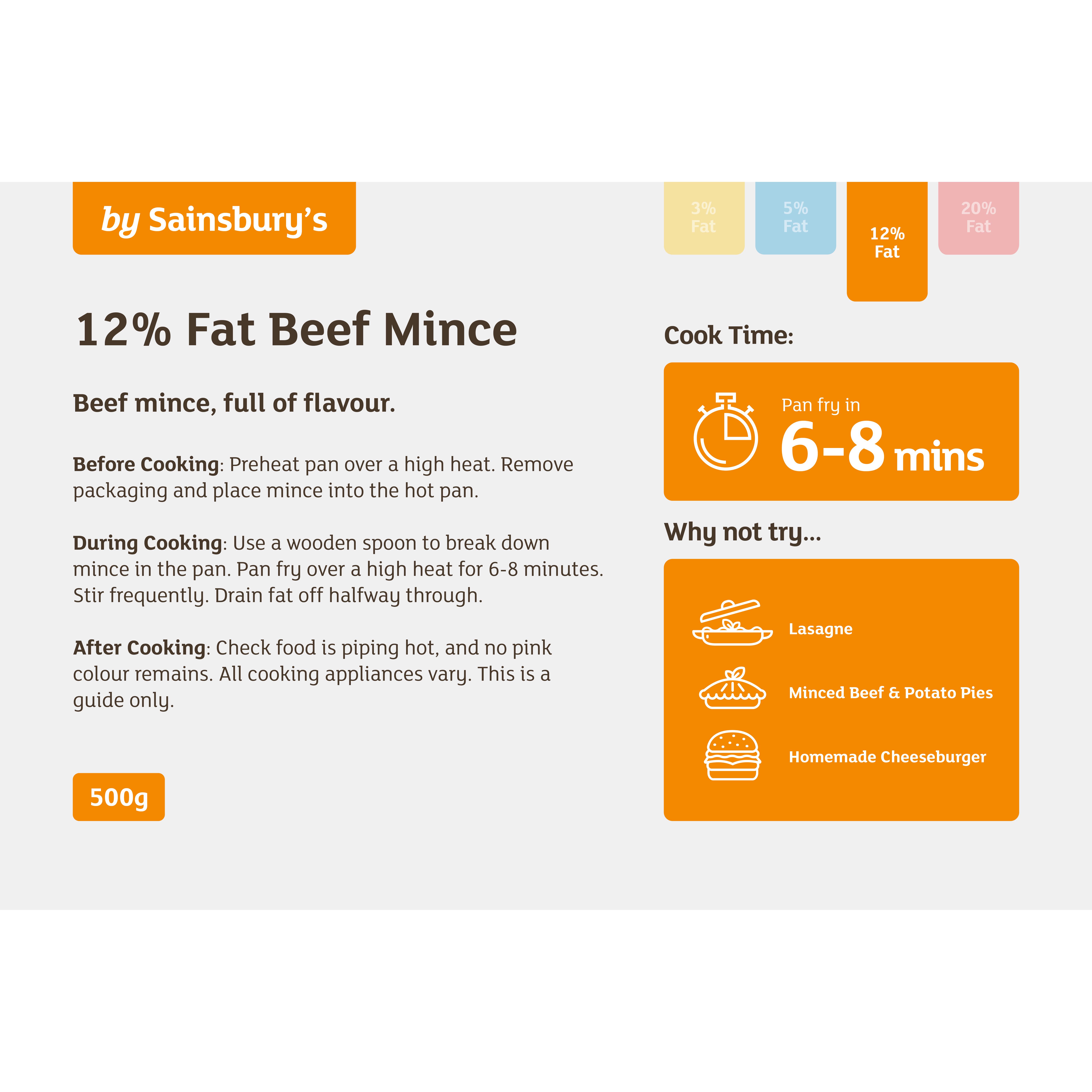 Sainsbury's British or Irish 12% Fat Beef Mince 500g thumbnail 2