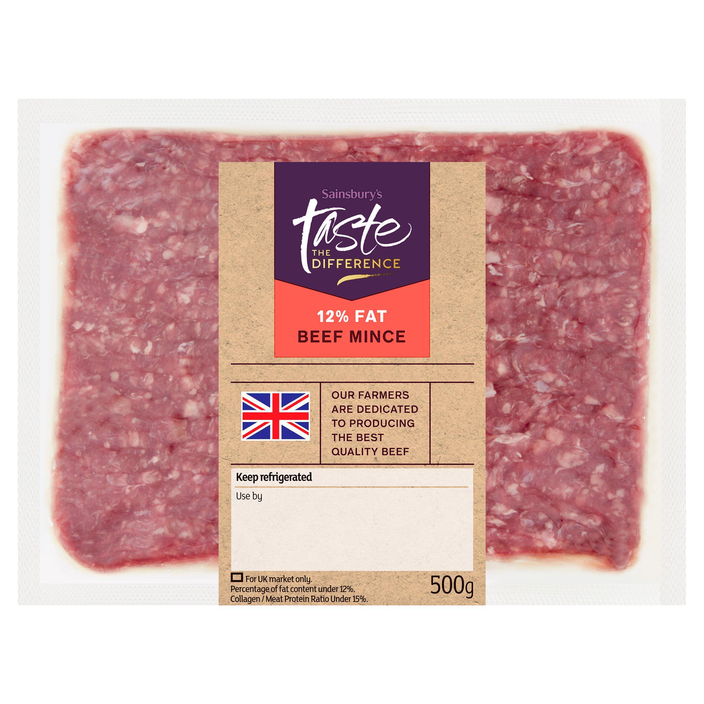 Sainsbury's Beef Mince 12% Fat , Taste the Difference 500g