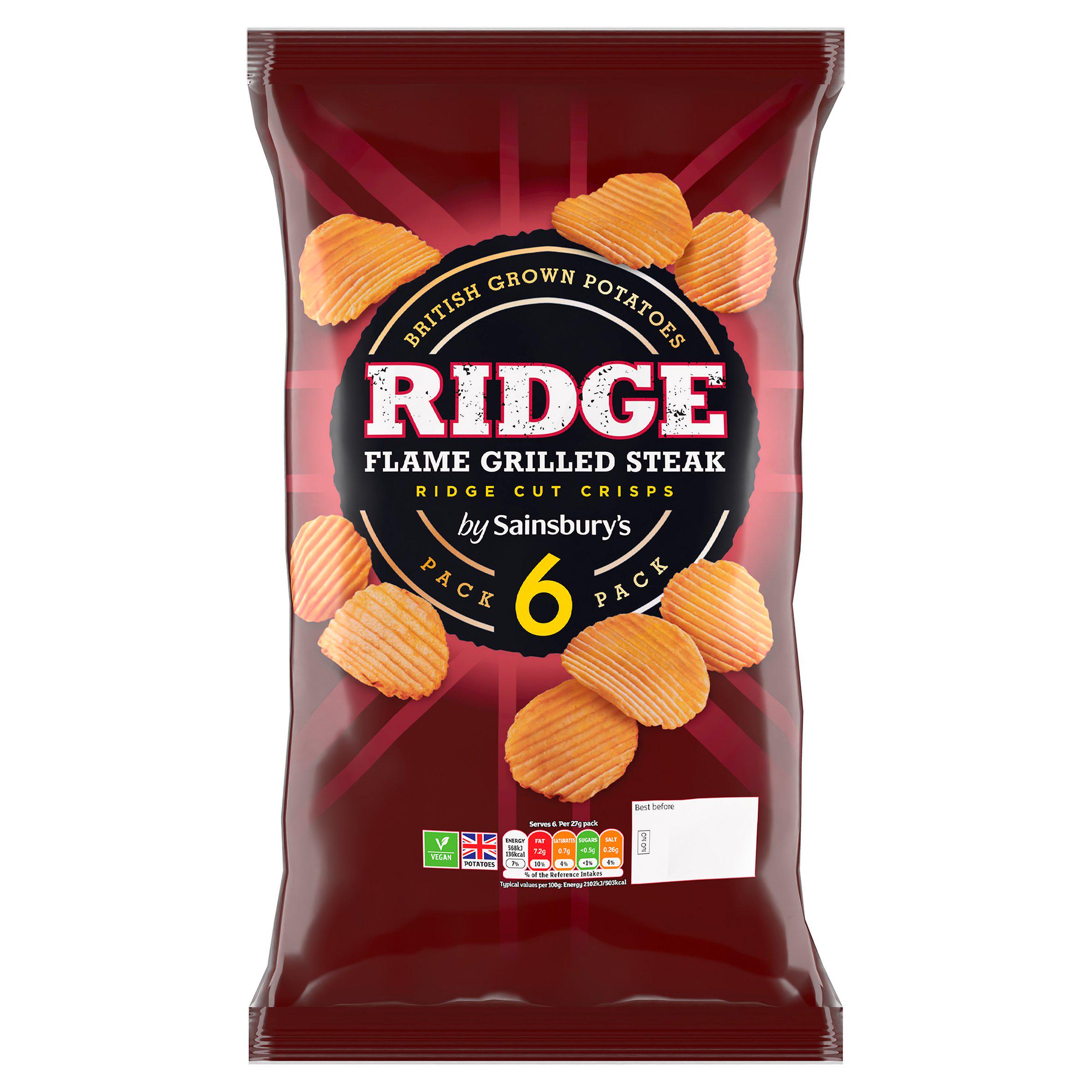 Sainsbury's Ridged Steak Multipack Crisps 6x25g