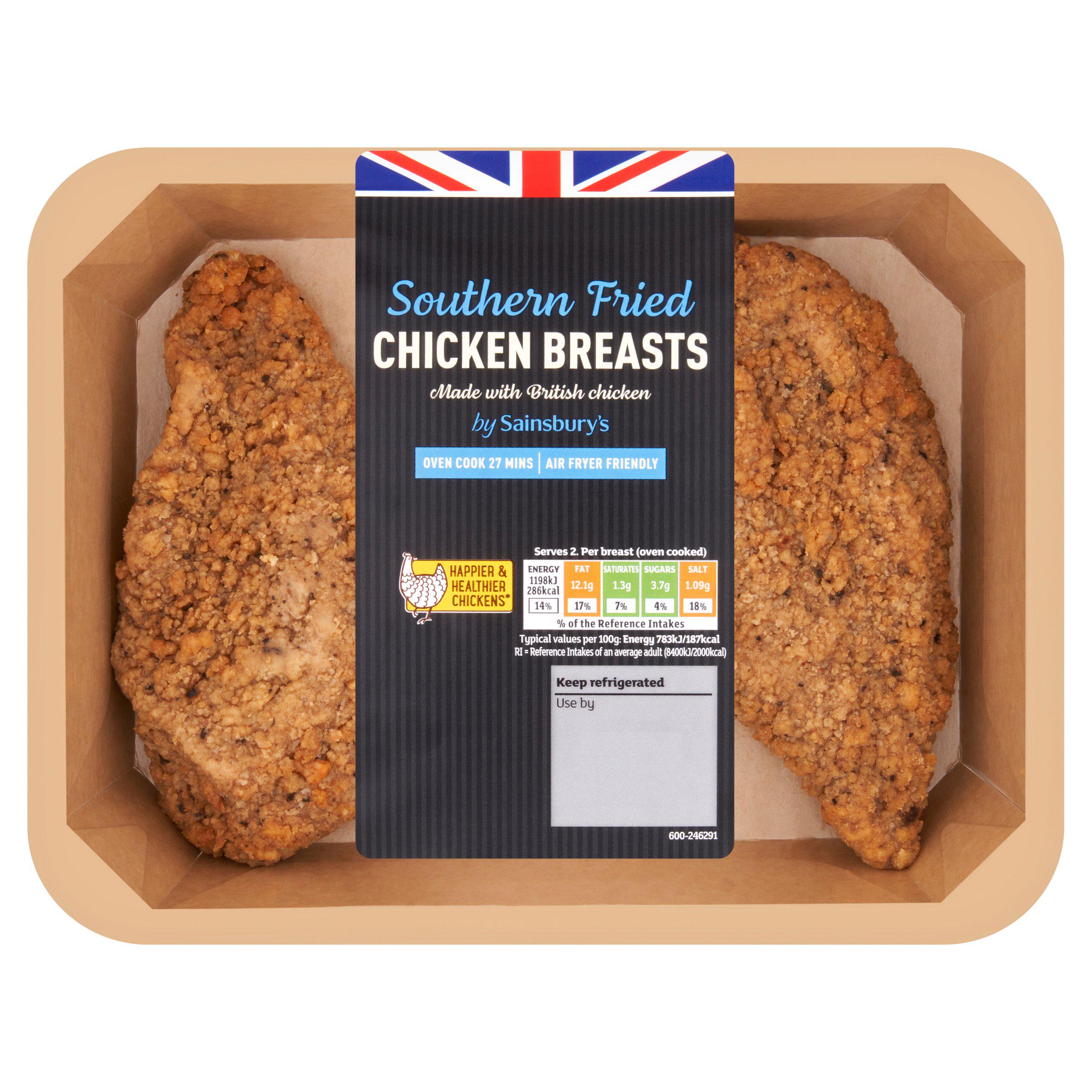 Sainsbury's Southern fried Fresh British Chicken breast fillet x2 315g