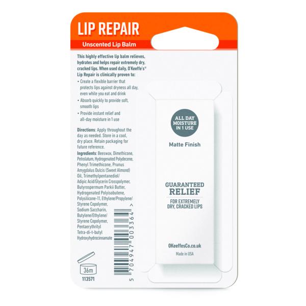 O'Keeffe's Lip Repair Unscented Lip Balm 4.2g thumbnail 2