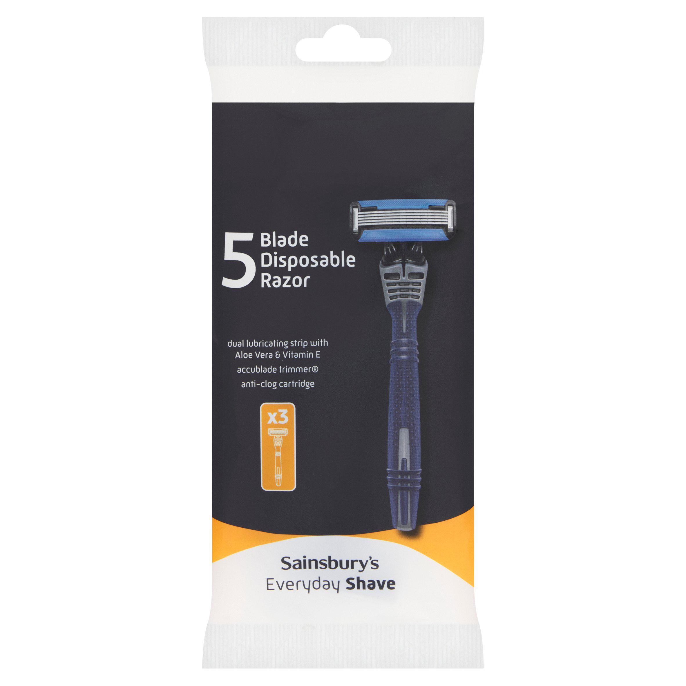 Sainsbury's Everyday 5 Blade Disposable Razor with Trimmer x3