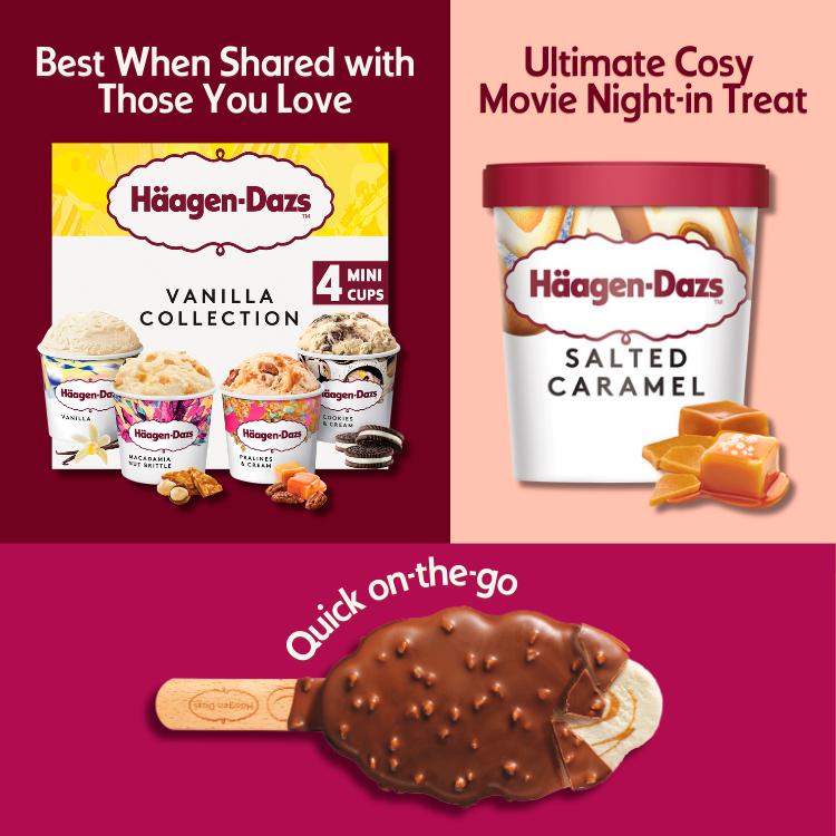 Haagen-Dazs Vanilla Collection Mini Frozen Dessert Ice Cream Tub 4x95ml thumbnail 4