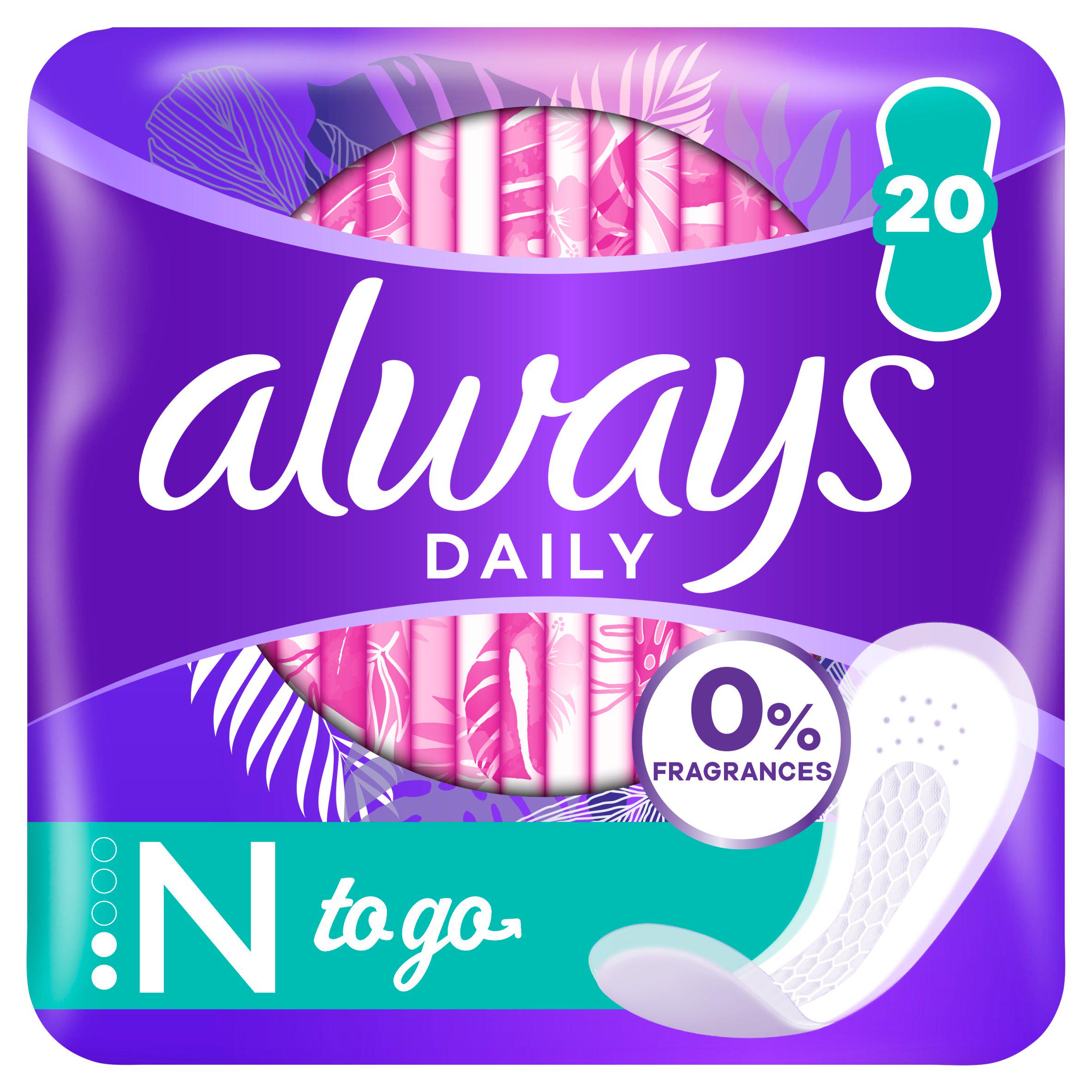 Always Dailies Singles To Go Panty Liners x 20