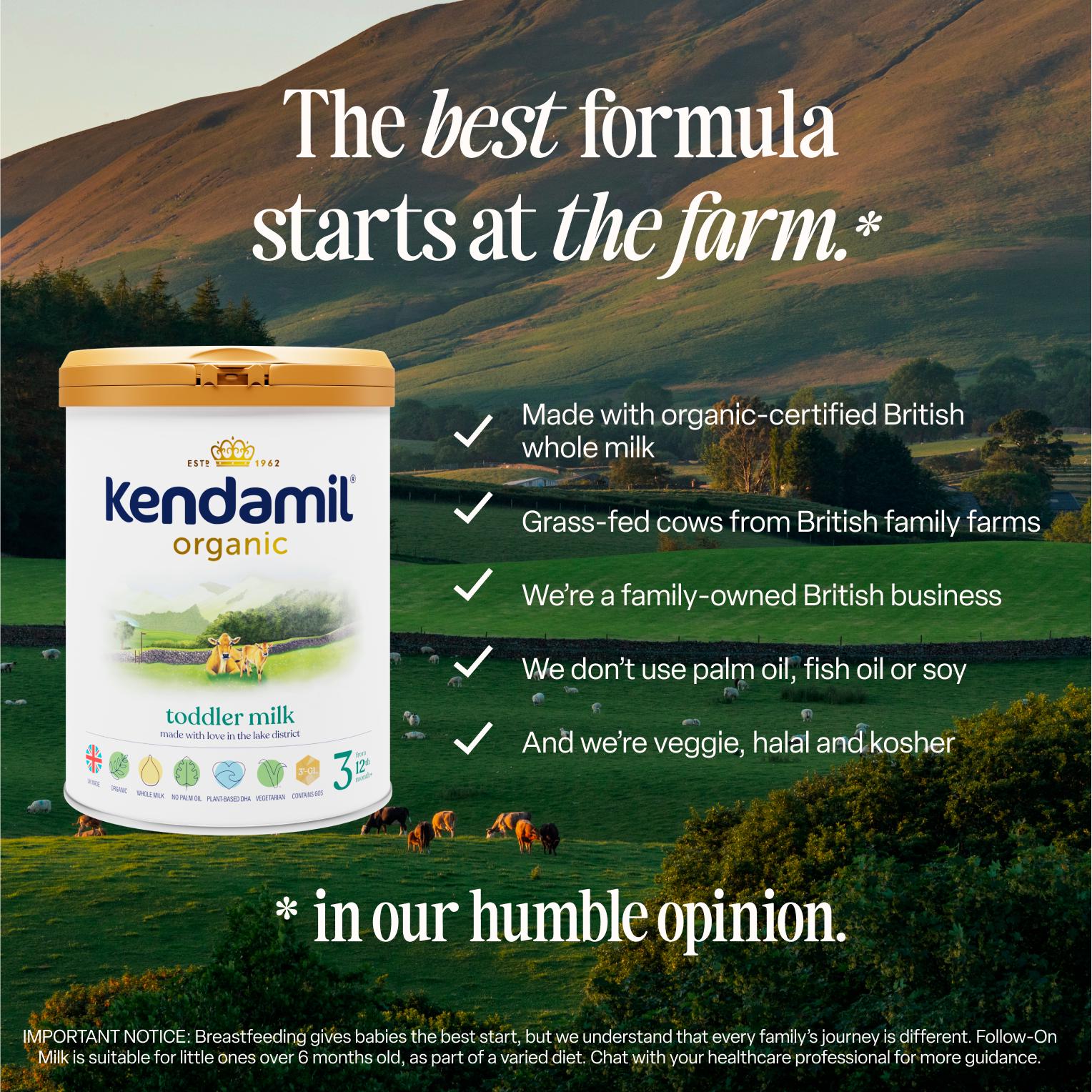 Kendamil Organic 3 Toddler Baby Milk Powder Formula 1-3 Years 800g thumbnail 4