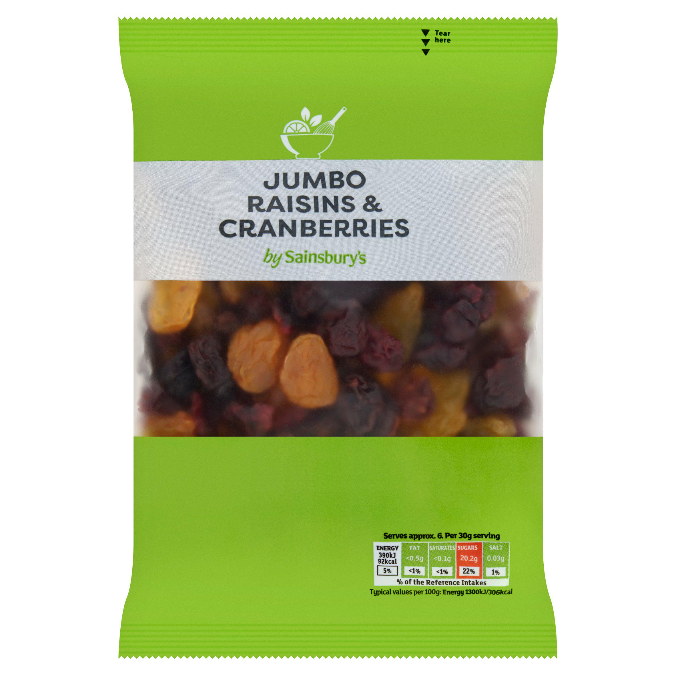 Sainsbury's Jumbo Raisins & Cranberries 200g