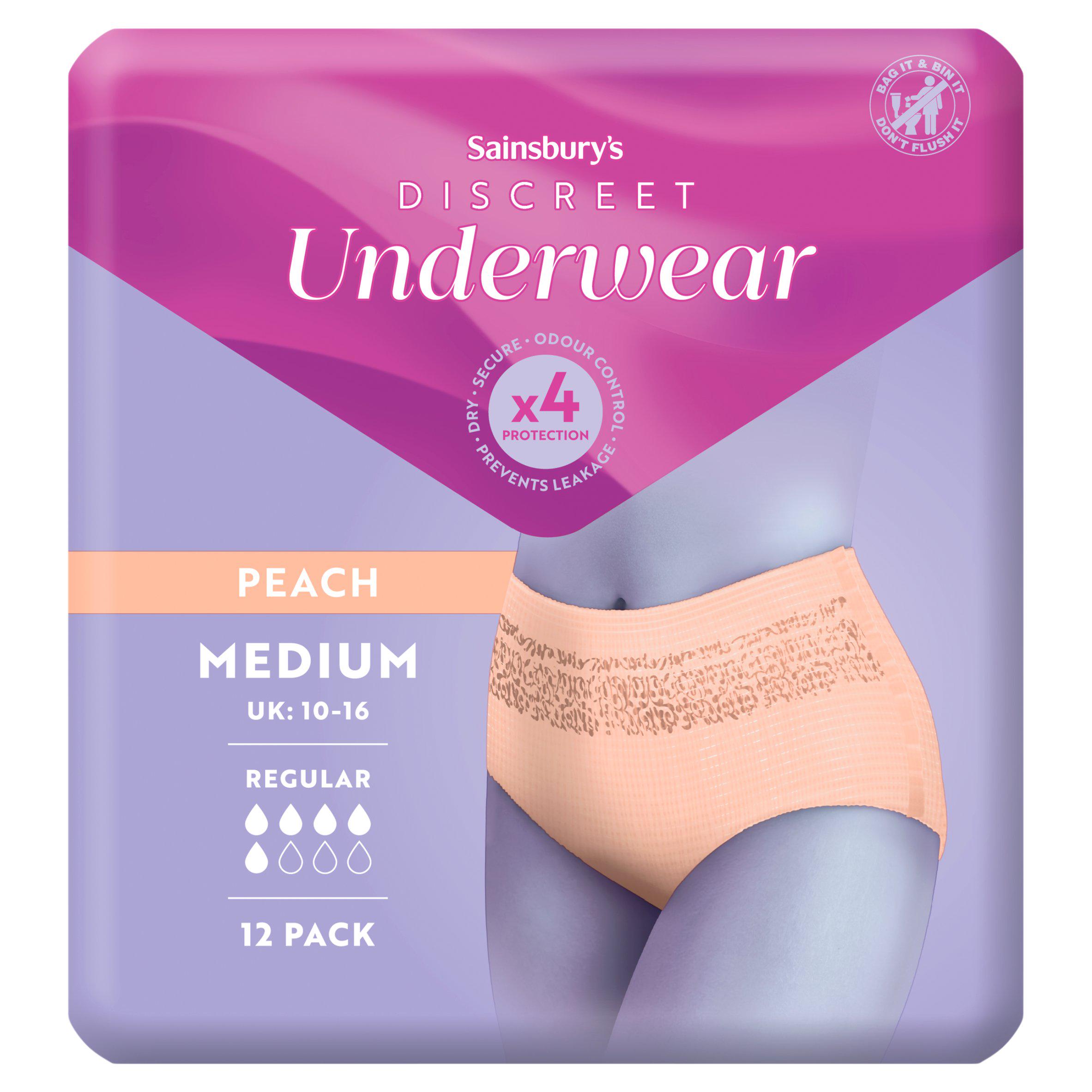 Sainsbury's Comfort Fit for Her Discreet Underwear Pants Normal Medium x12