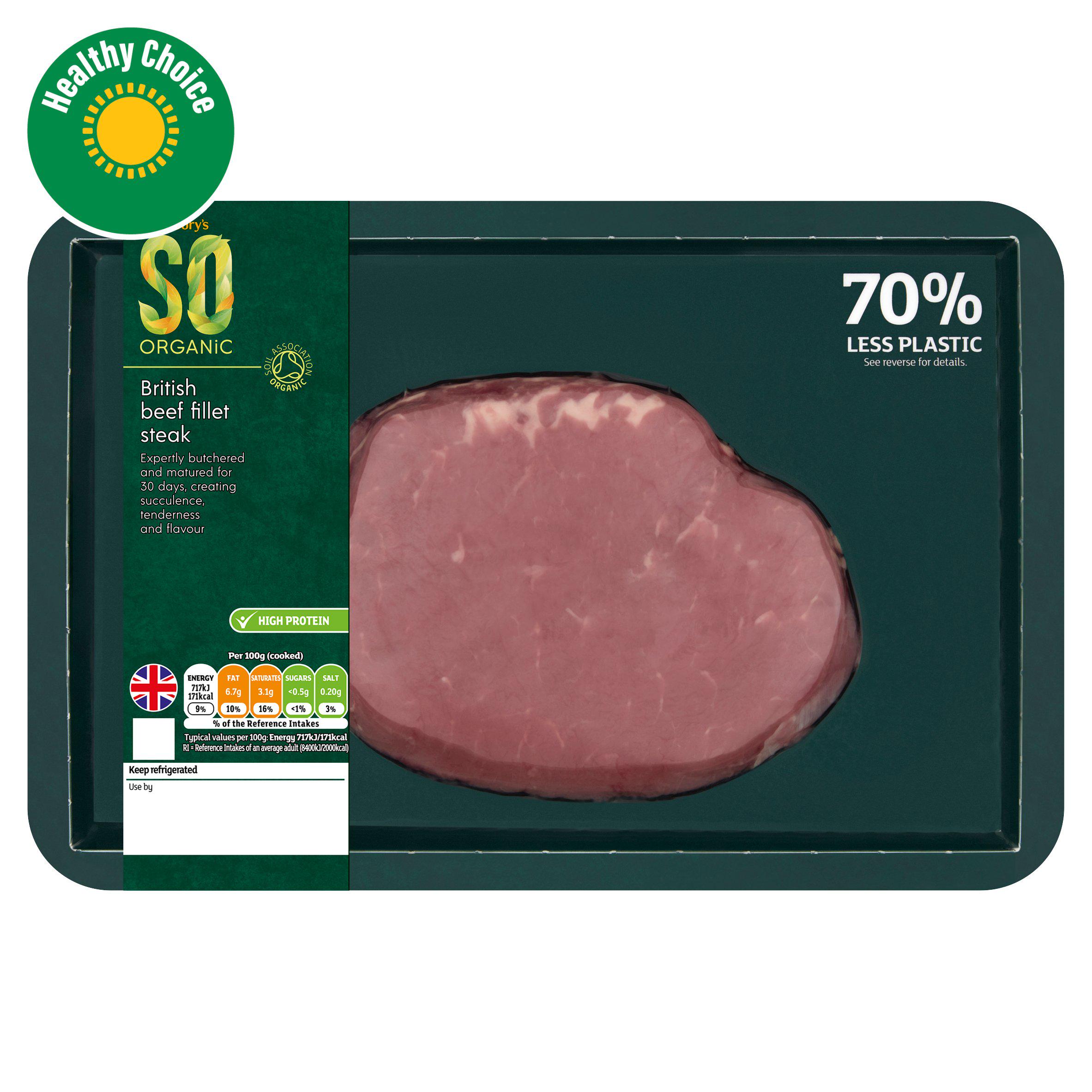 Sainsbury's 30 Days Matured British Beef Fillet Steak, So Organic 170g