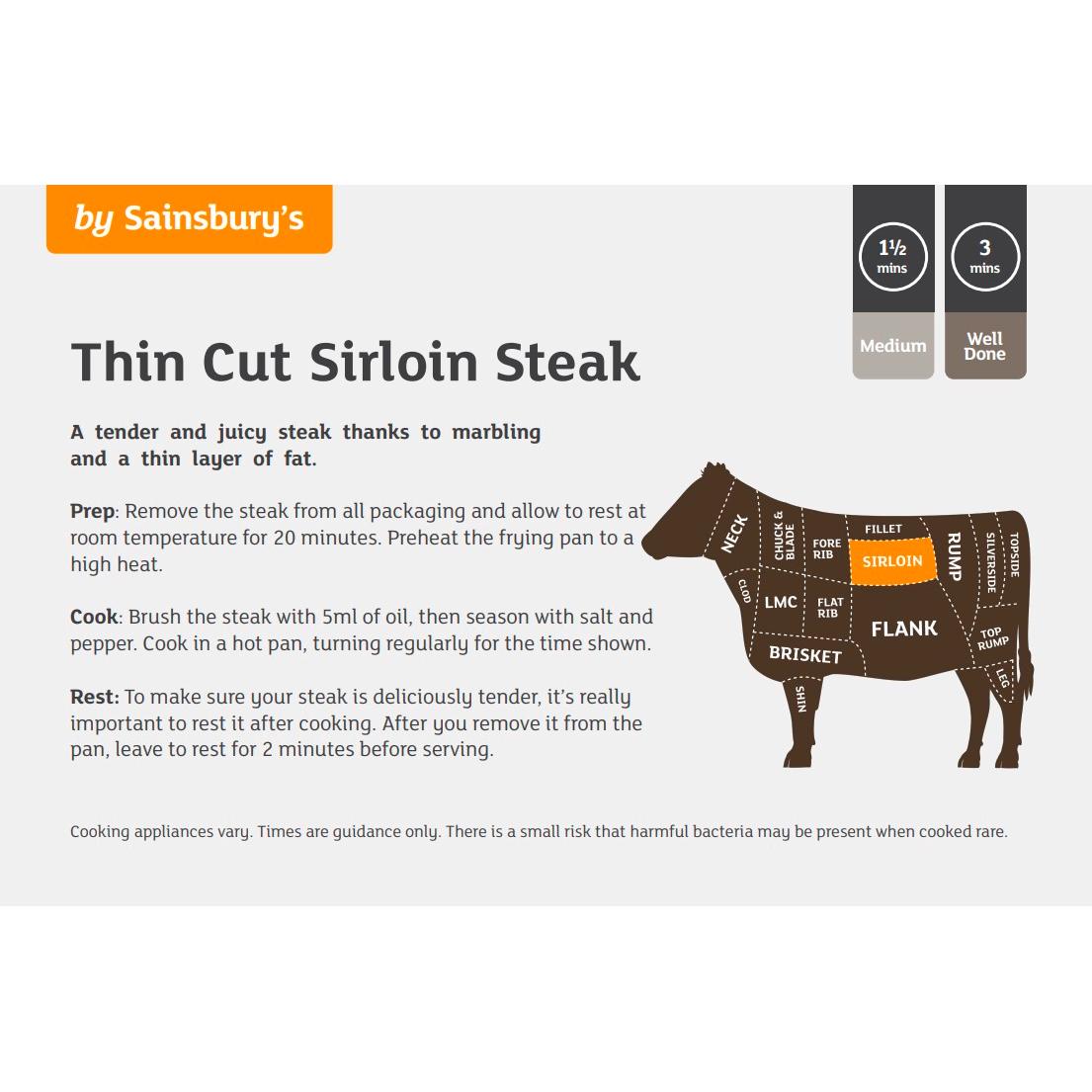 Sainsbury's British or Irish 21 Day Matured Thin Cut Sirloin Steak 155g thumbnail 2