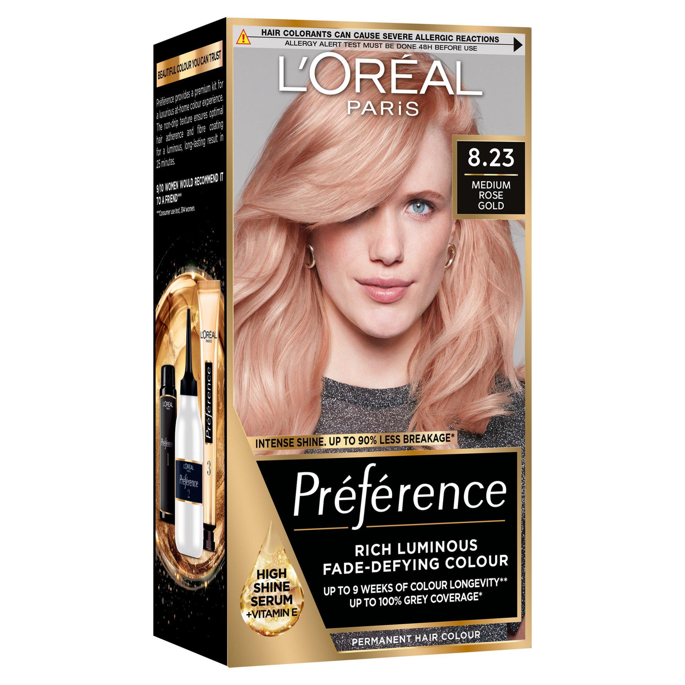 L'Oreal Preference Infinia 8.23 Rose Gold Light Blonde Permanent Hair Dye