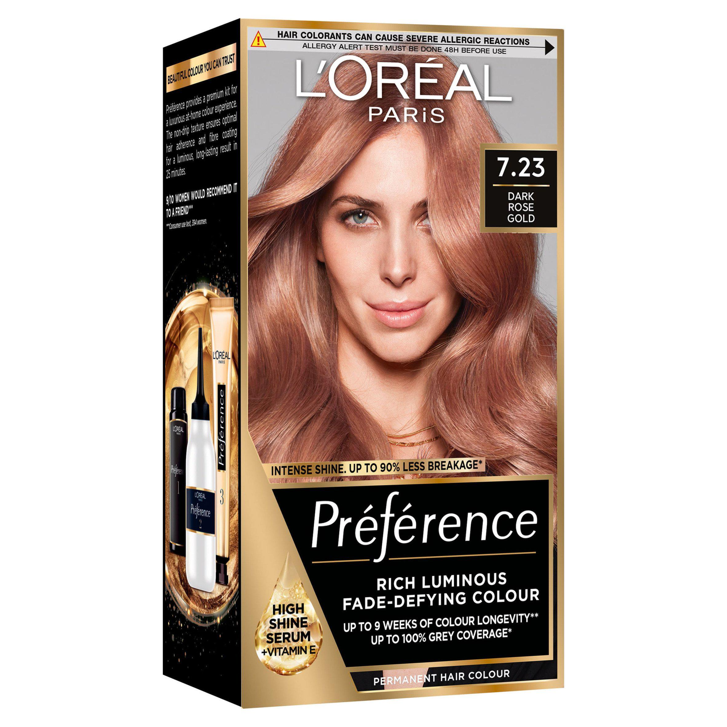 L'Oreal Paris Preference Permanent Hair Dye Bali Dark Rose Gold Brown 7.23