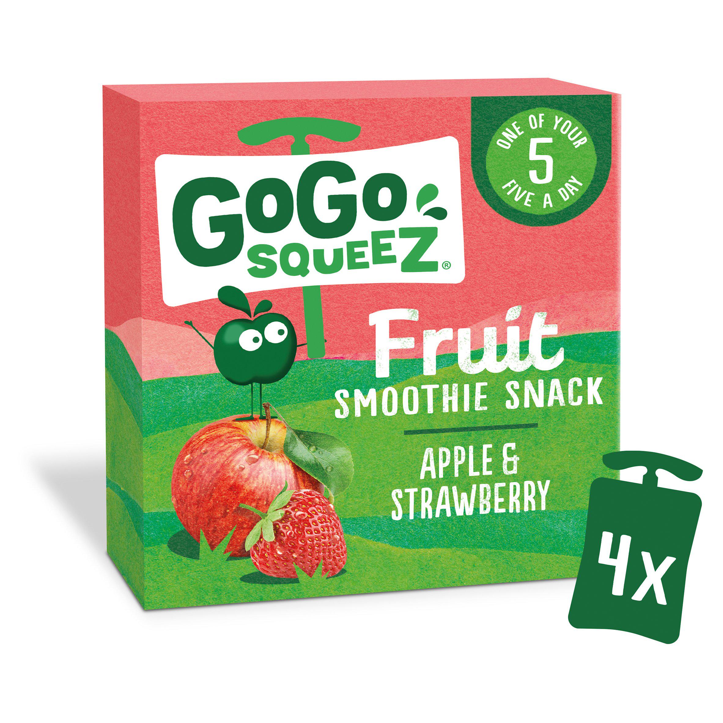 GoGo Squeez Fruit Smoothie Snack Apple & Strawberry 4x90g