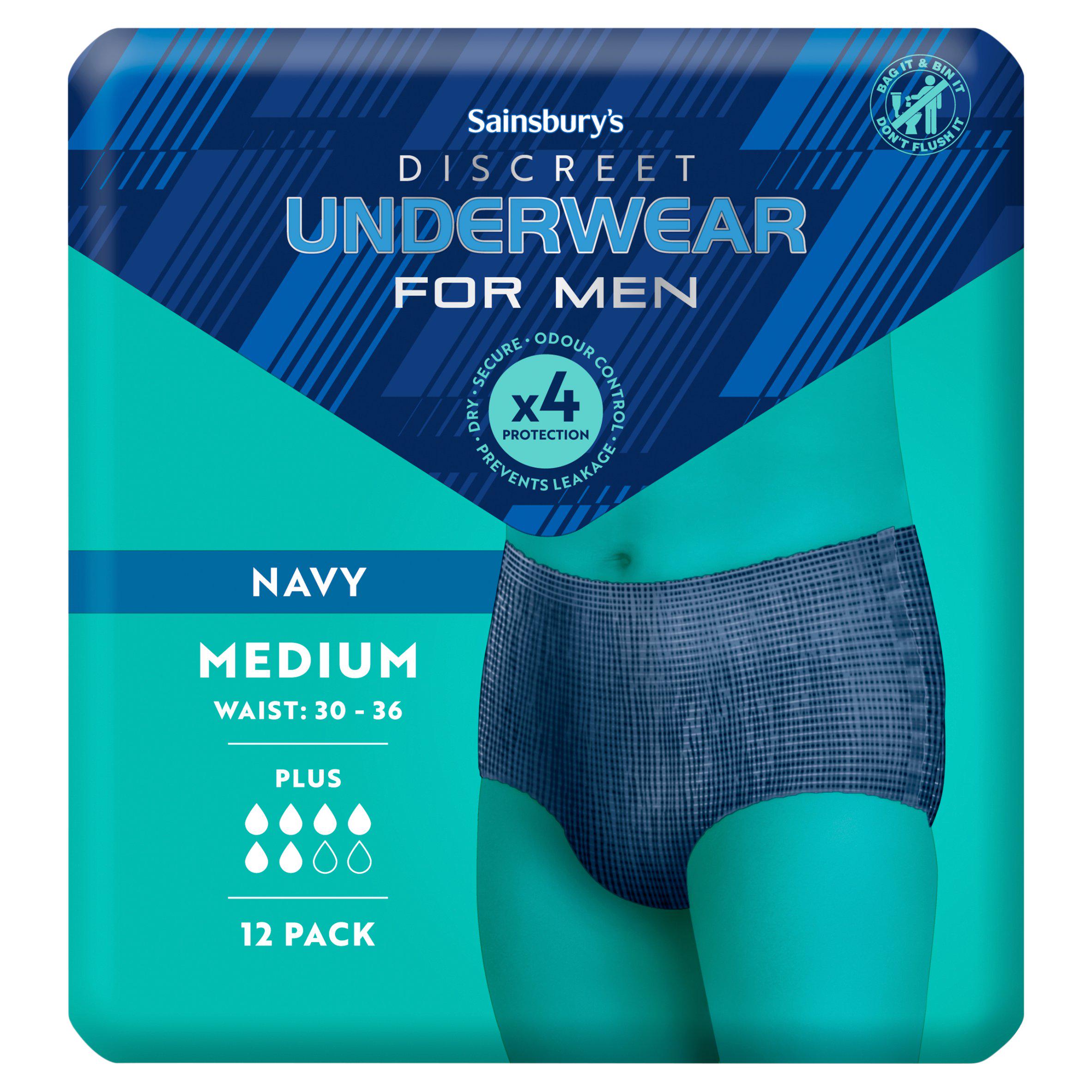 Sainsbury's Comfort Fit for Him Discreet Underwear Plus 12 Medium Pants x12