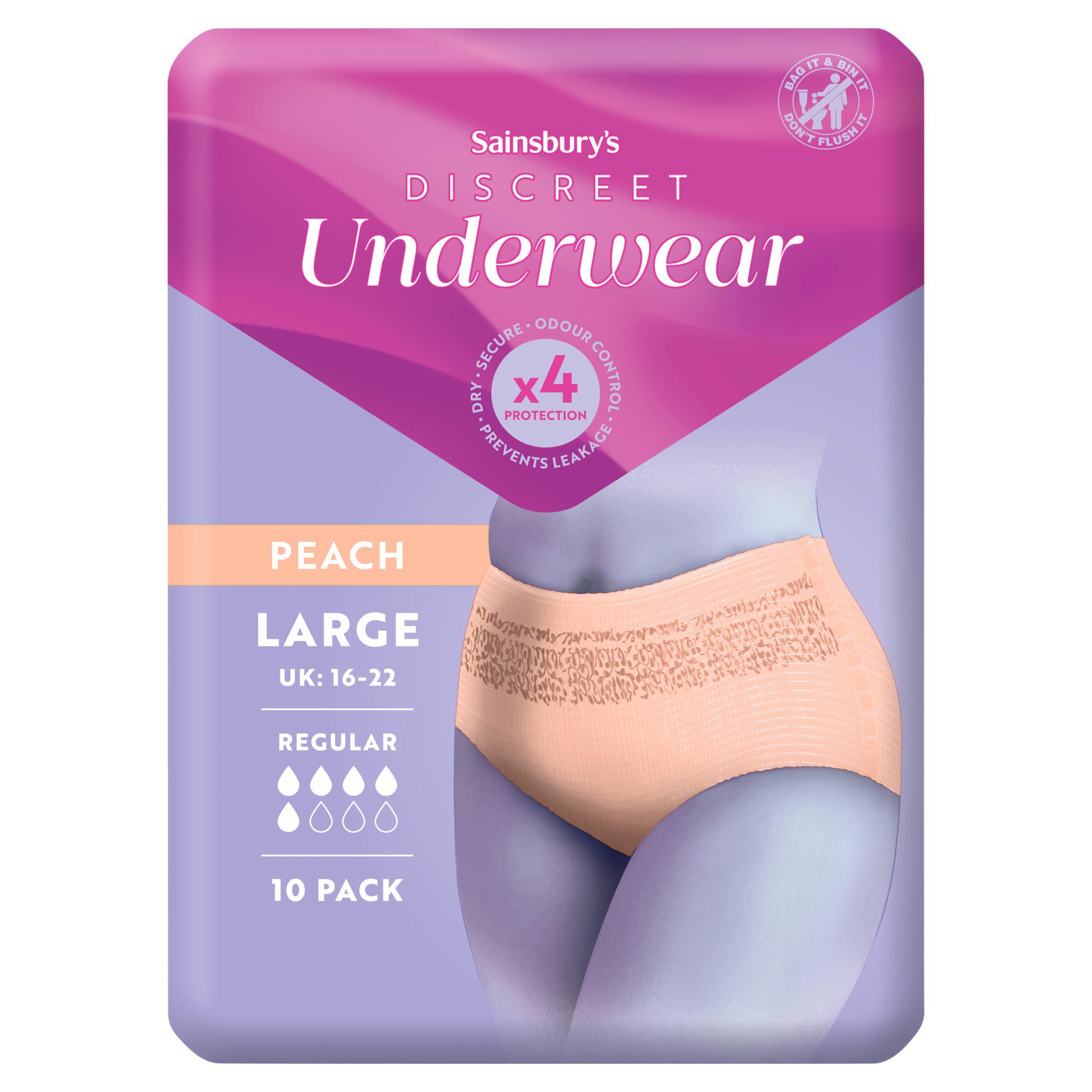 Sainsbury's Comfort Fit for Her 10 Discreet Underwear Pants Normal Large x10