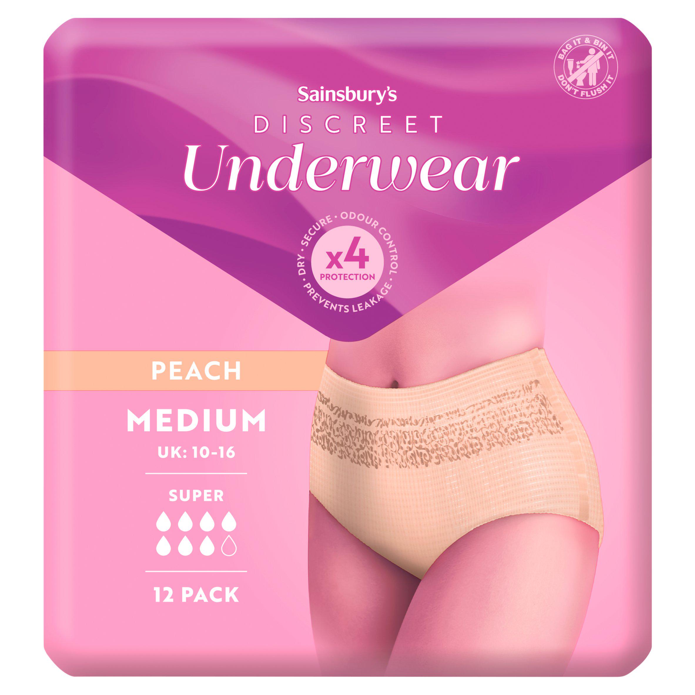 Sainsbury's Comfort Fit for Her Discreet Underwear Pants Super Medium x12