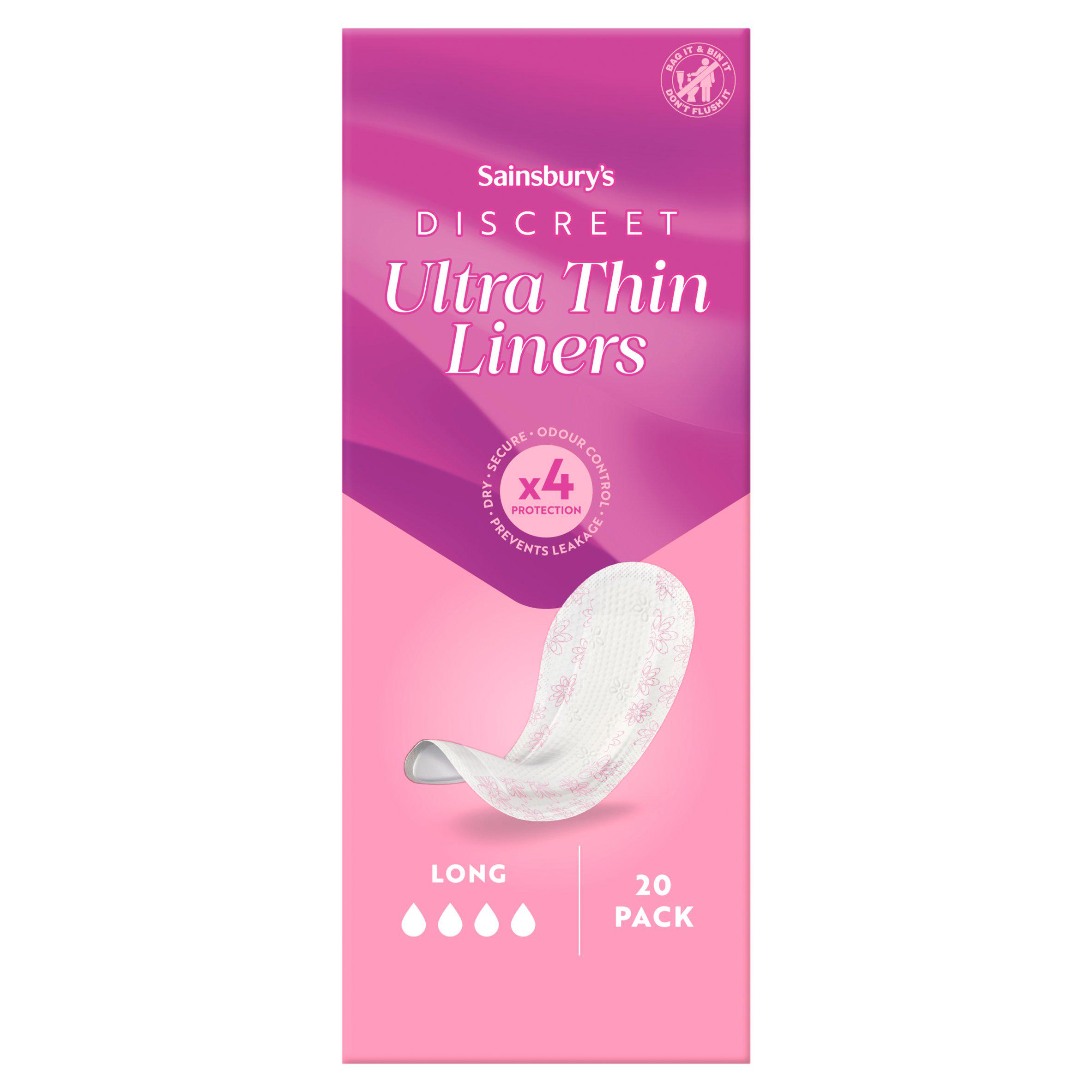 Sainsbury's Comfort Fit for Her Discreet Ultra Thin Long Women's Liners x20