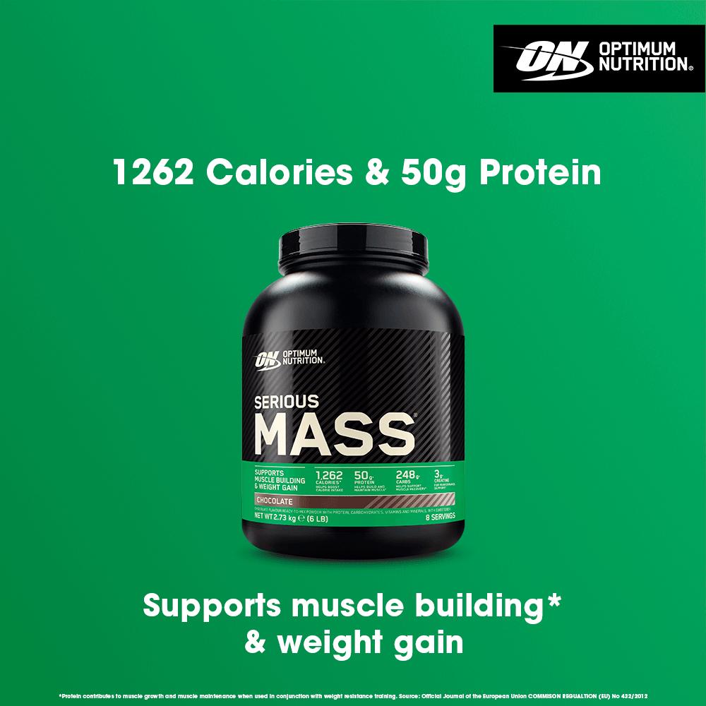 Optimum Nutrition Serious Mass Protein Powder Chocolate Flavour 8 Servings 2.73kg thumbnail 2
