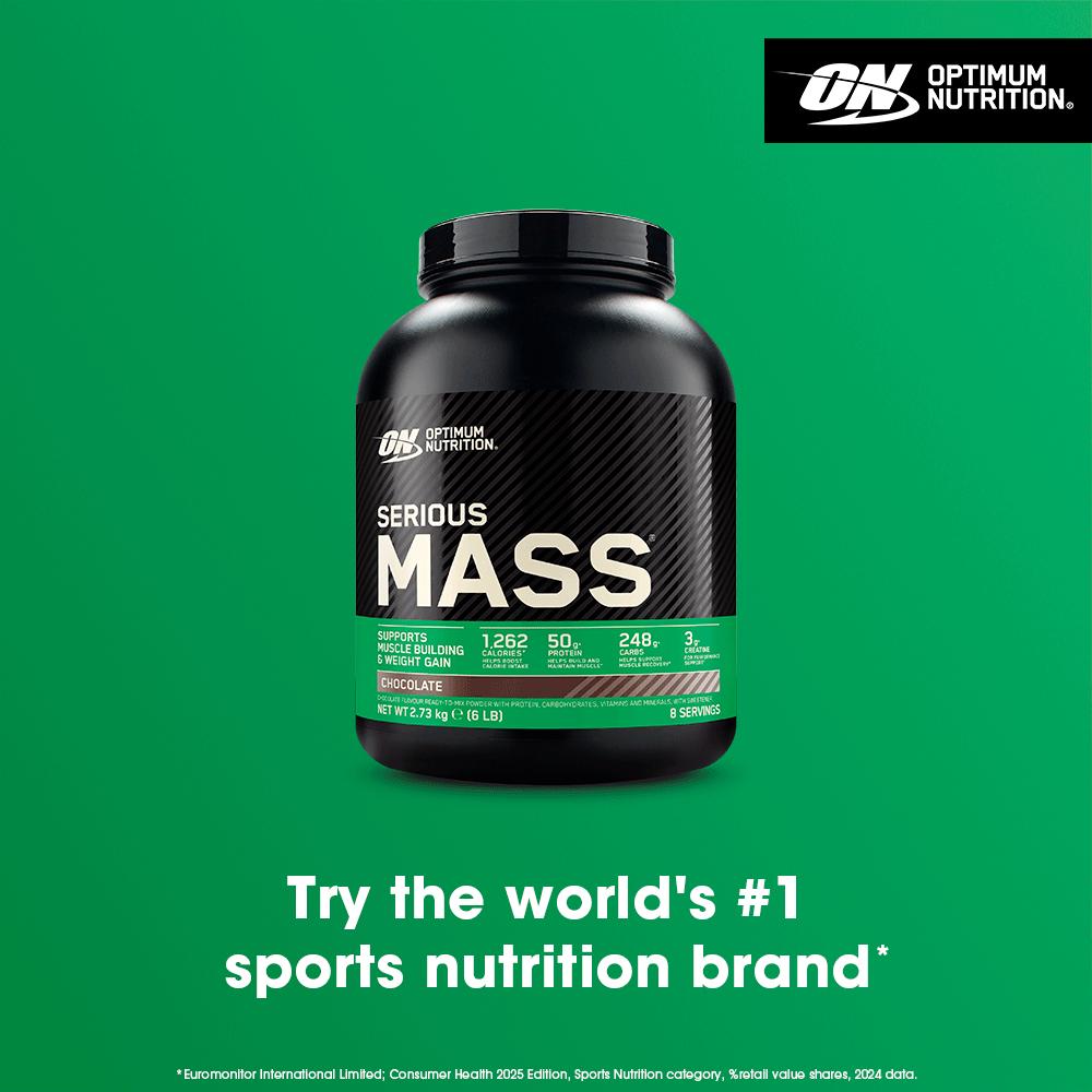 Optimum Nutrition Serious Mass Protein Powder Chocolate Flavour 8 Servings 2.73kg thumbnail 3