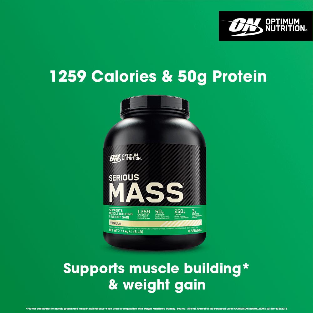 Optimum Nutrition Serious Mass Protein Powder Vanilla Flavour 8 servings 2.73kg thumbnail 2