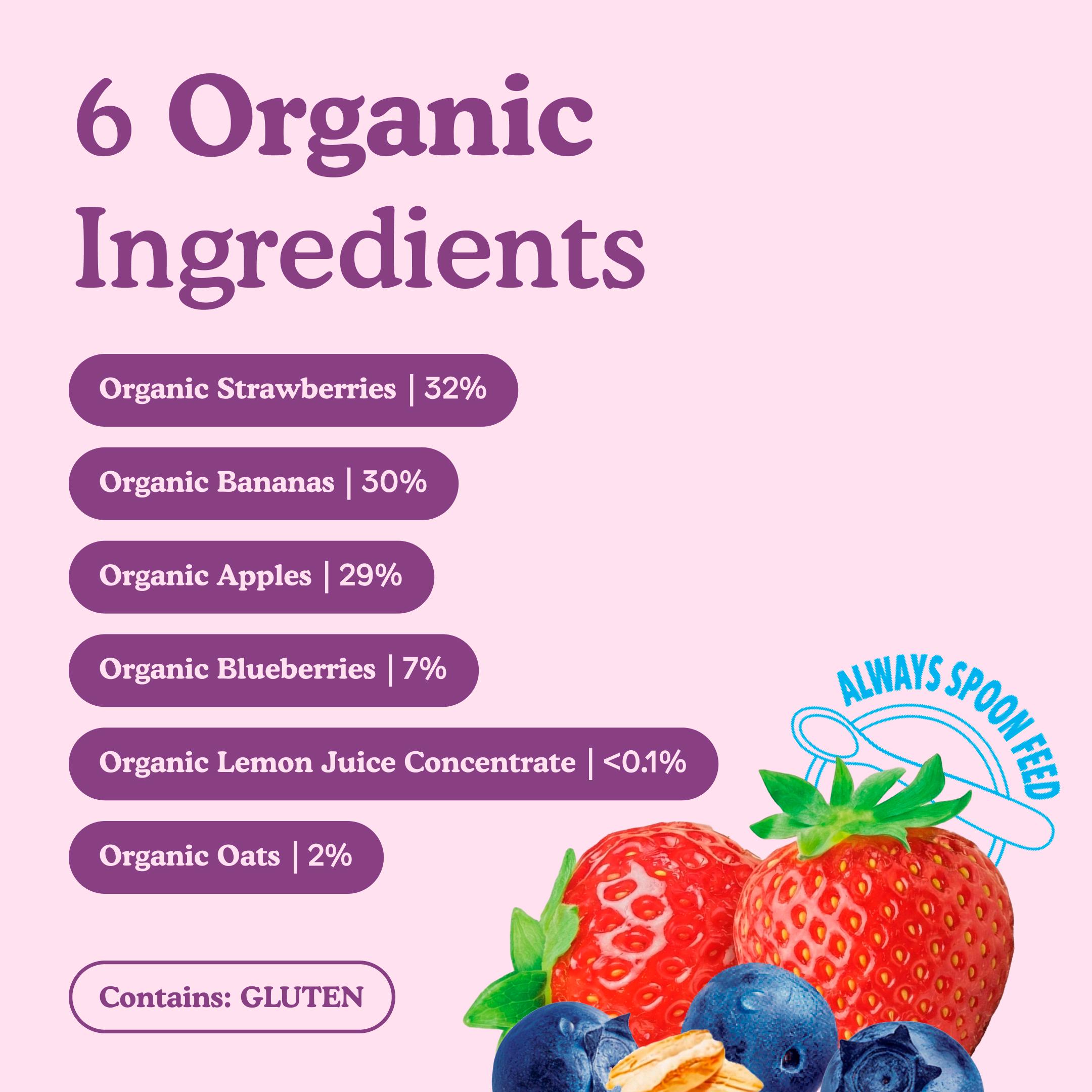 Little Freddie Organic Strawberries, Blueberries & Oats Baby Food Pouch 6+ Months 100g thumbnail 3