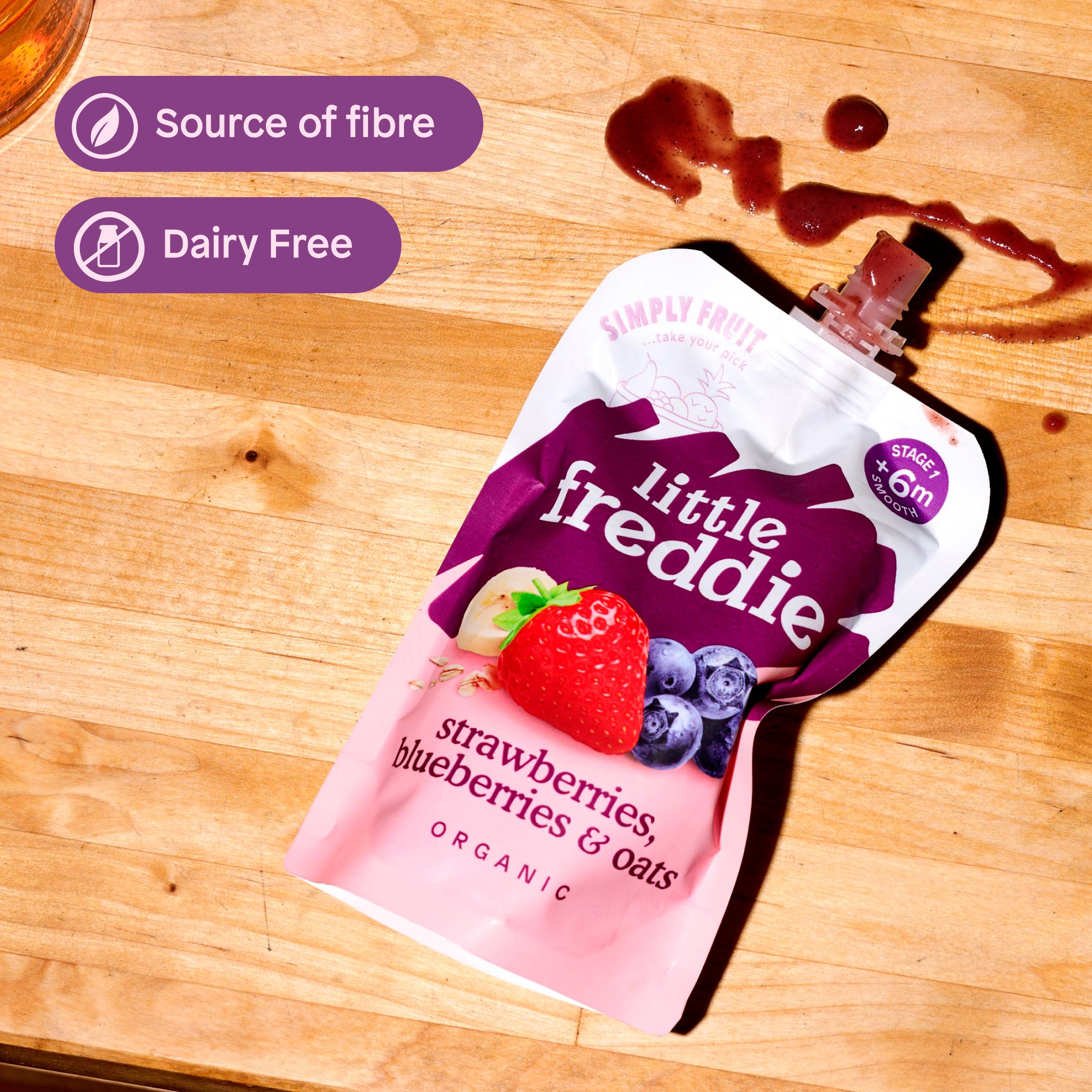 Little Freddie Organic Strawberries, Blueberries & Oats Baby Food Pouch 6+ Months 100g thumbnail 5