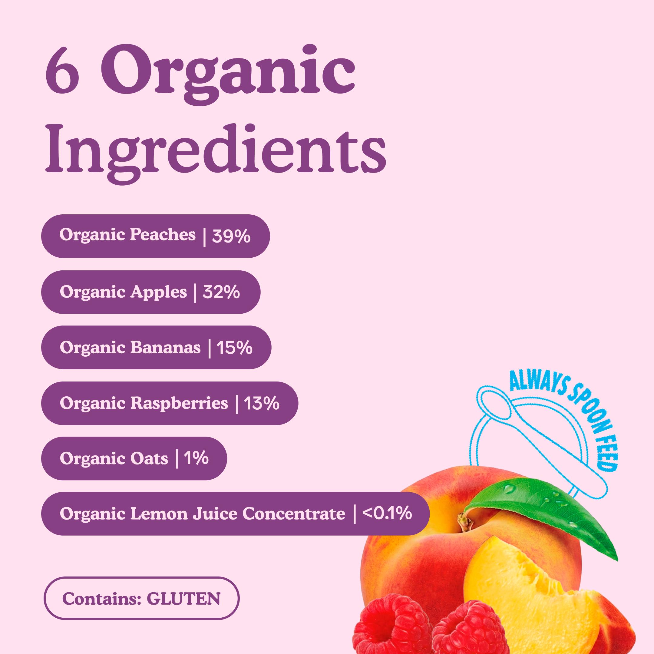 Little Freddie Organic Peaches & Raspberries Baby Food Pouch 6+ Months 100g thumbnail 3