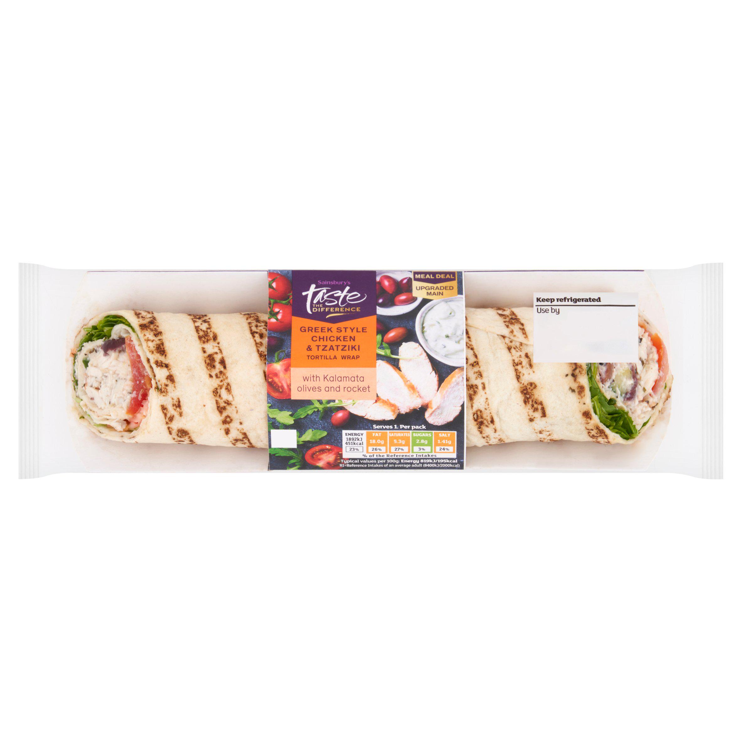 Sainsbury's Greek Style Chicken & Tzatziki Wrap, Taste the Difference