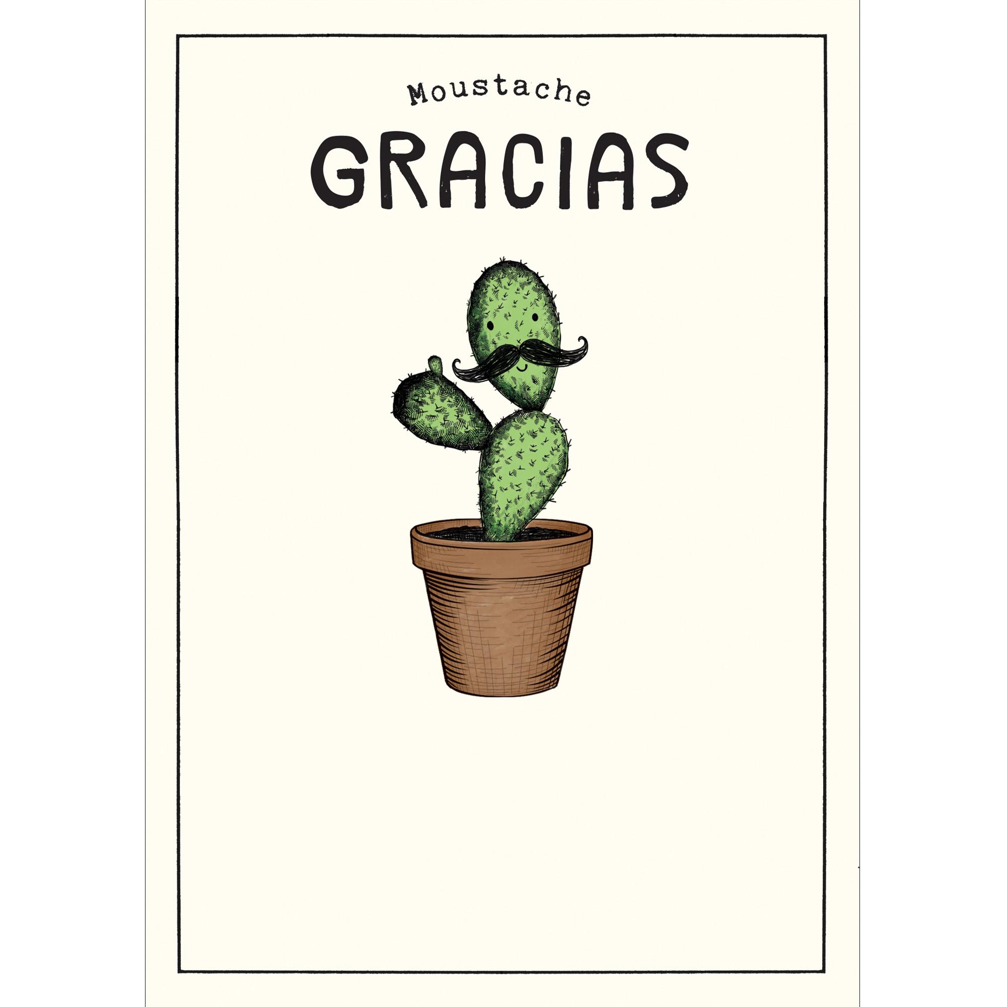 Thank You Card Funny Moustache Gracias Greeting Card