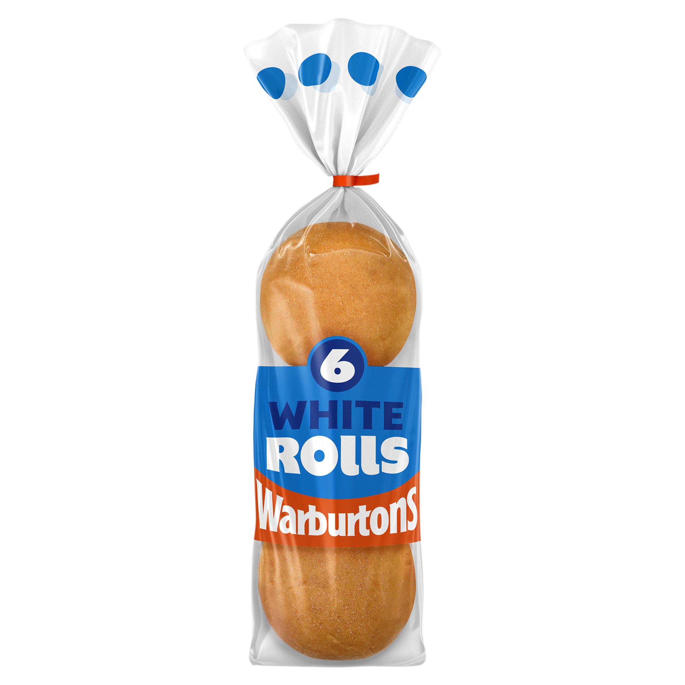 Warburtons Soft Sliced White Rolls x6