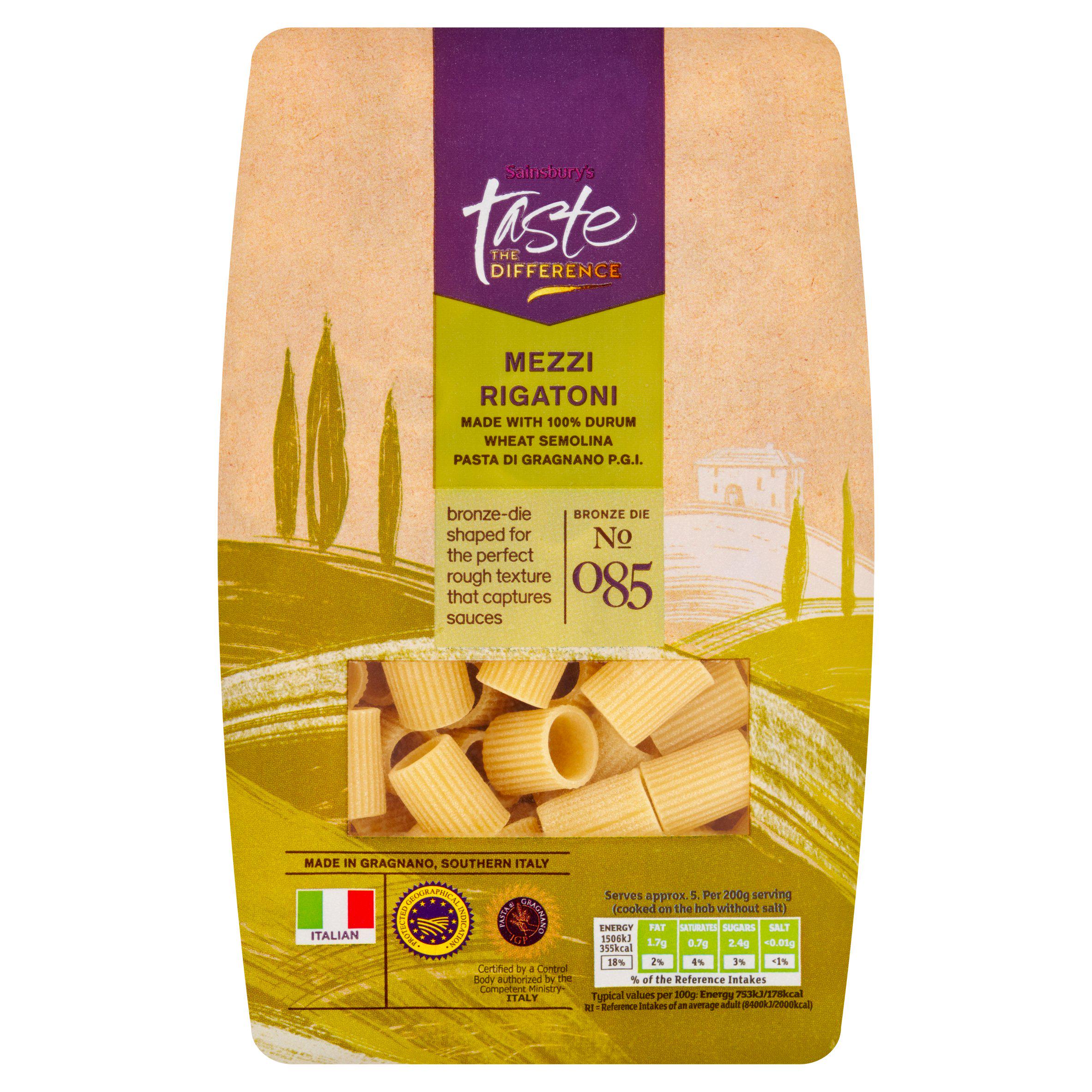 Sainsbury's Mezzi Rigatoni Pasta, Taste the Difference 500g