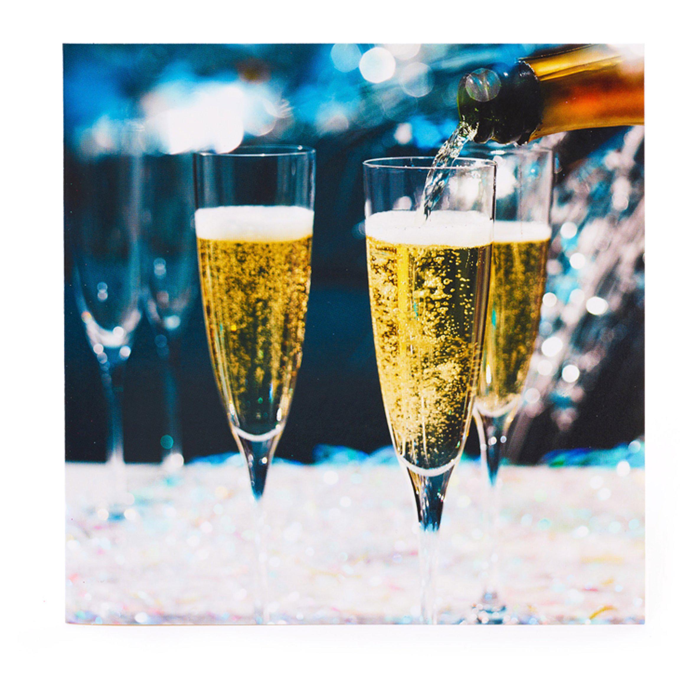 Blank Card with Photographic Glasses of Champagne Congratulations Anniversary Greeting Card