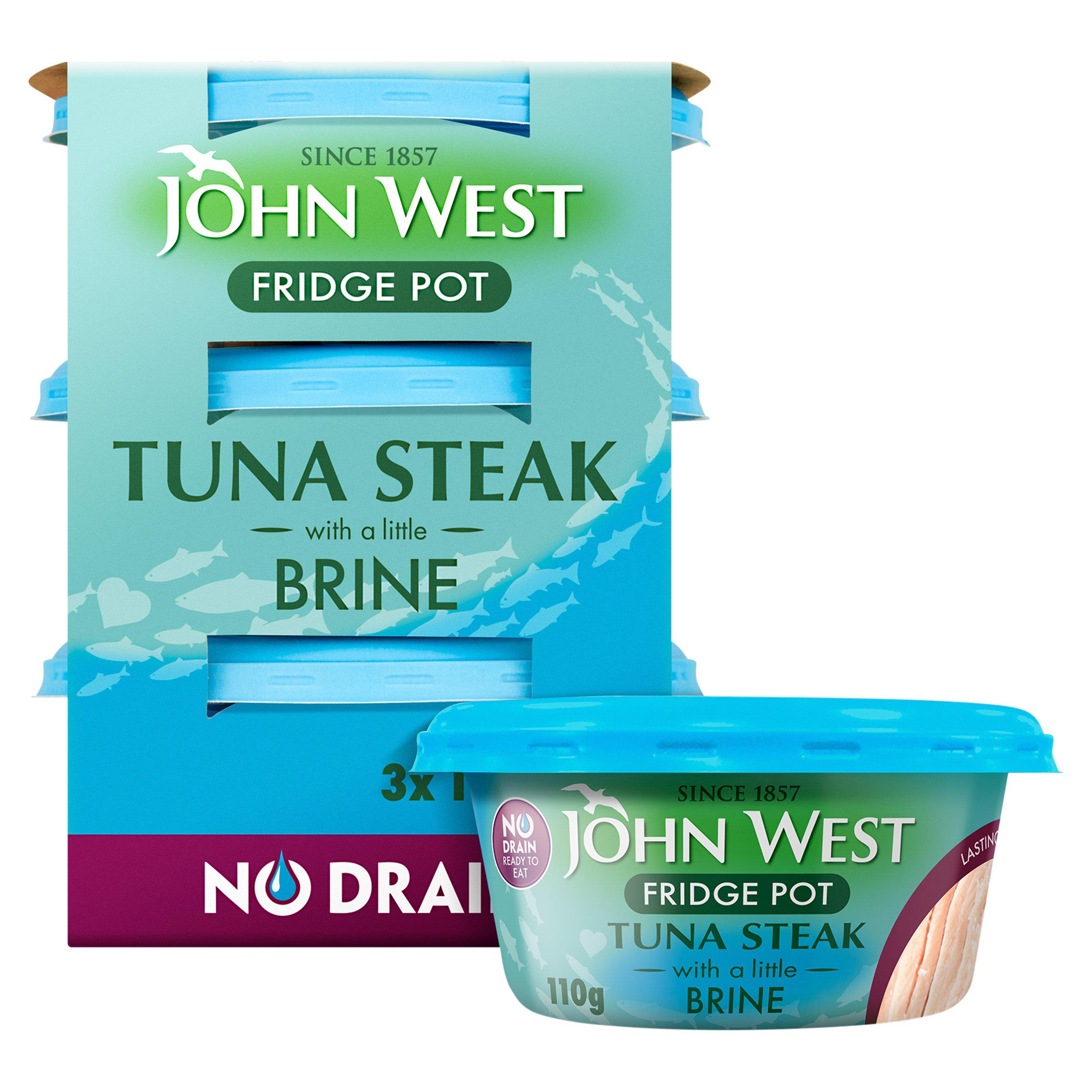 John West No Drain Fridge Pot Tuna Steak In Brine