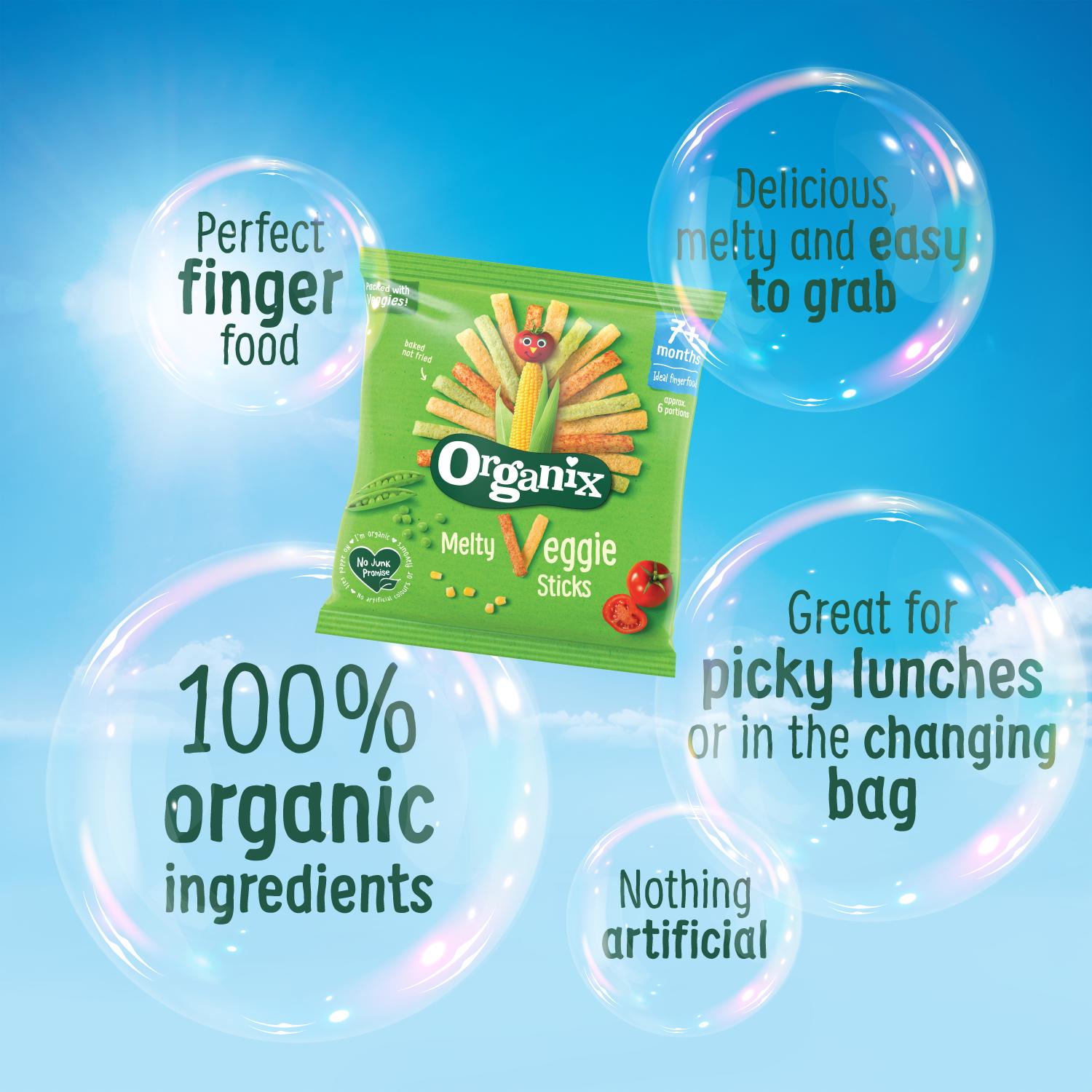 Organix Melty Veggie Sticks Organic Baby Puffs Multipack 7 months+ 4x15g thumbnail 2