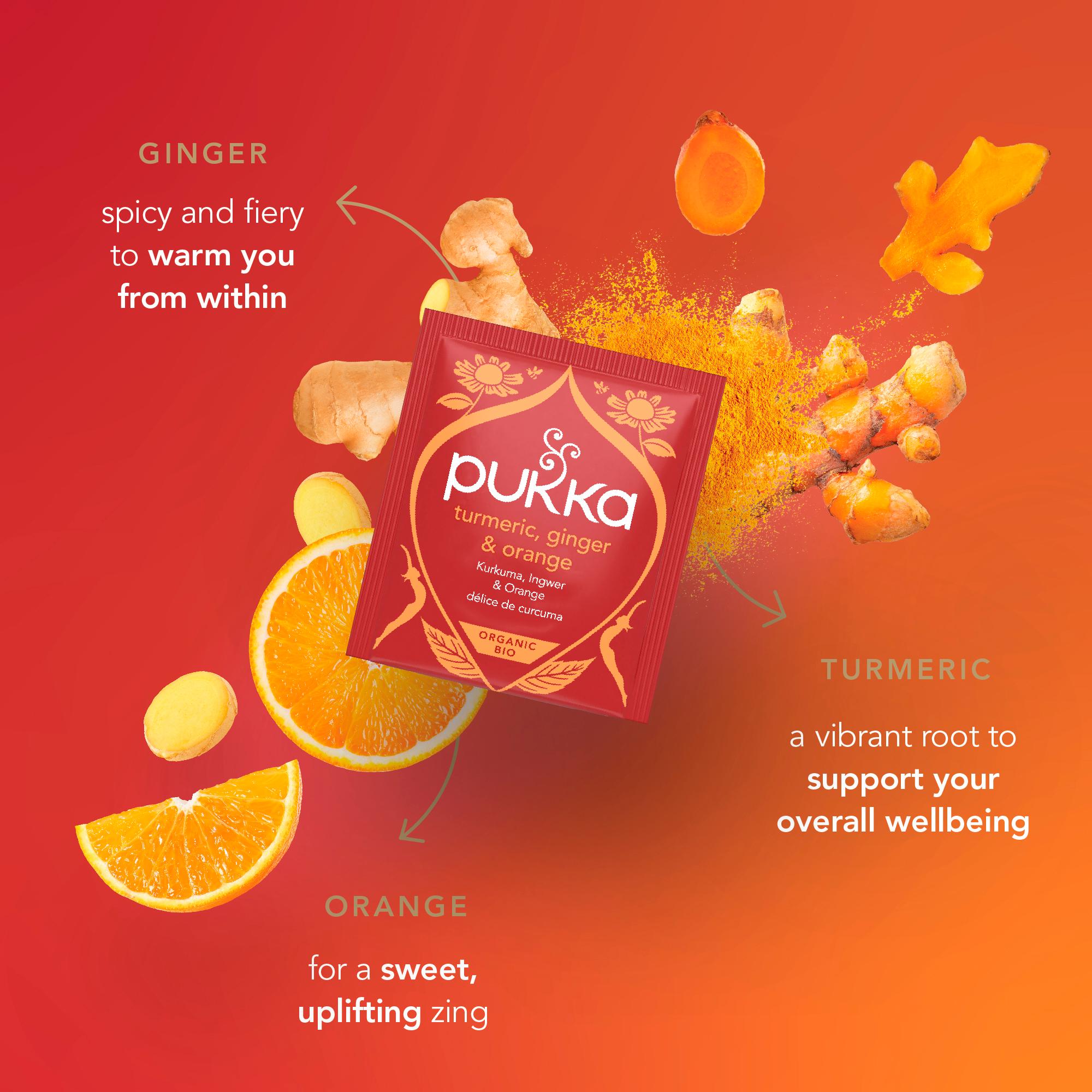 Pukka Organic Turmeric, Ginger & Orange Tea Home Compostable Herbal Tea Bags x 20 thumbnail 3