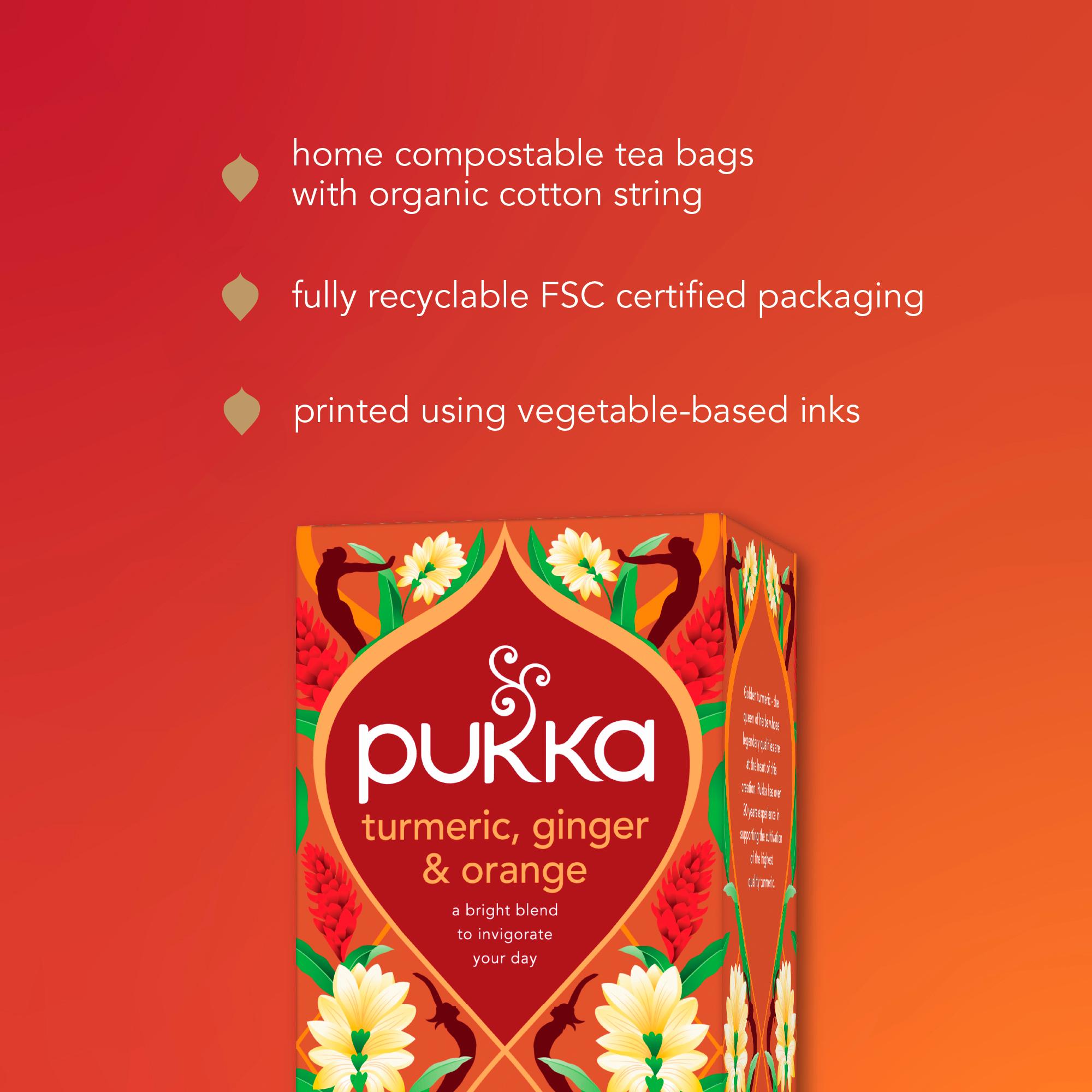Pukka Organic Turmeric, Ginger & Orange Tea Home Compostable Herbal Tea Bags x 20 thumbnail 6