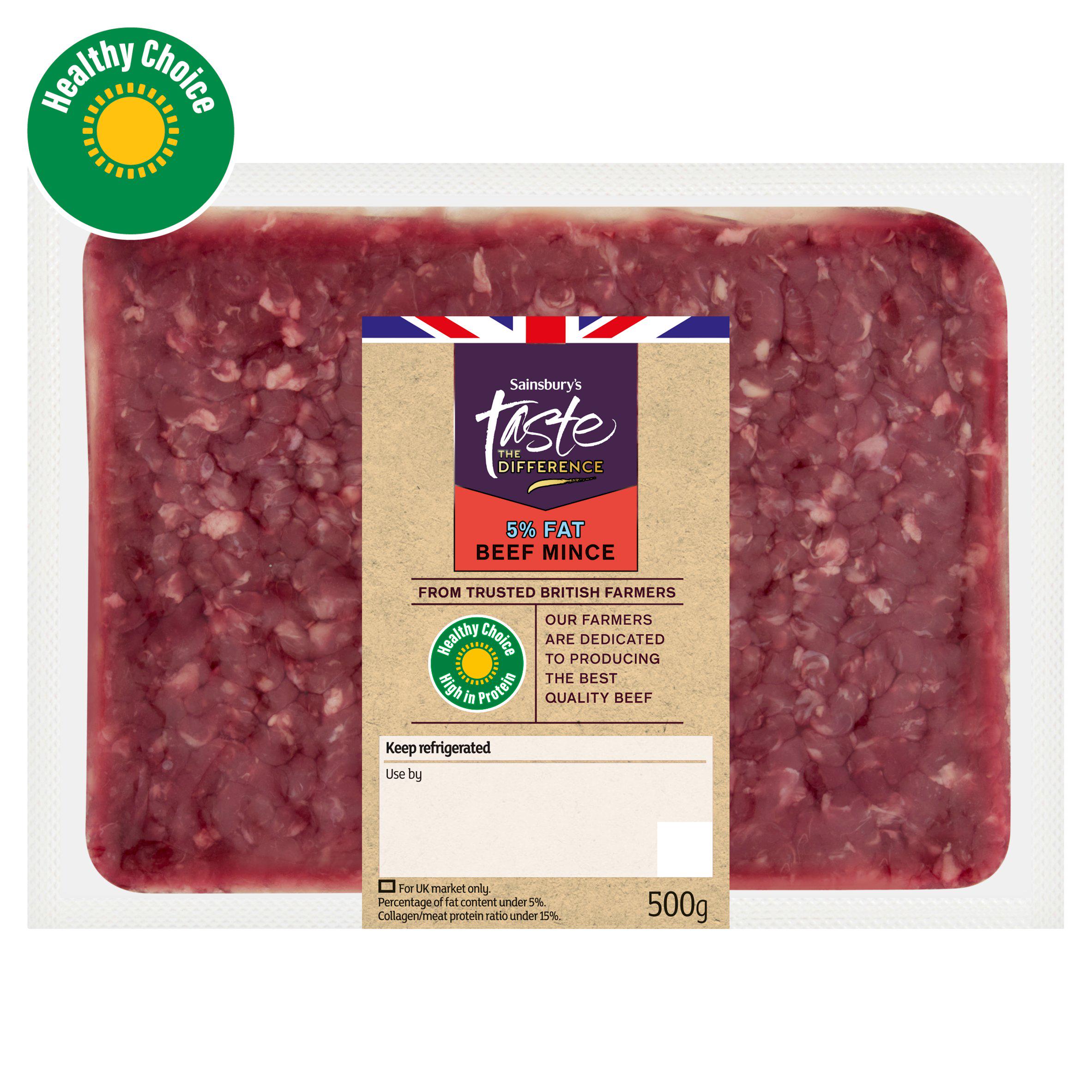 Sainsbury's British Beef Mince 5% Fat , Taste the Difference 500g