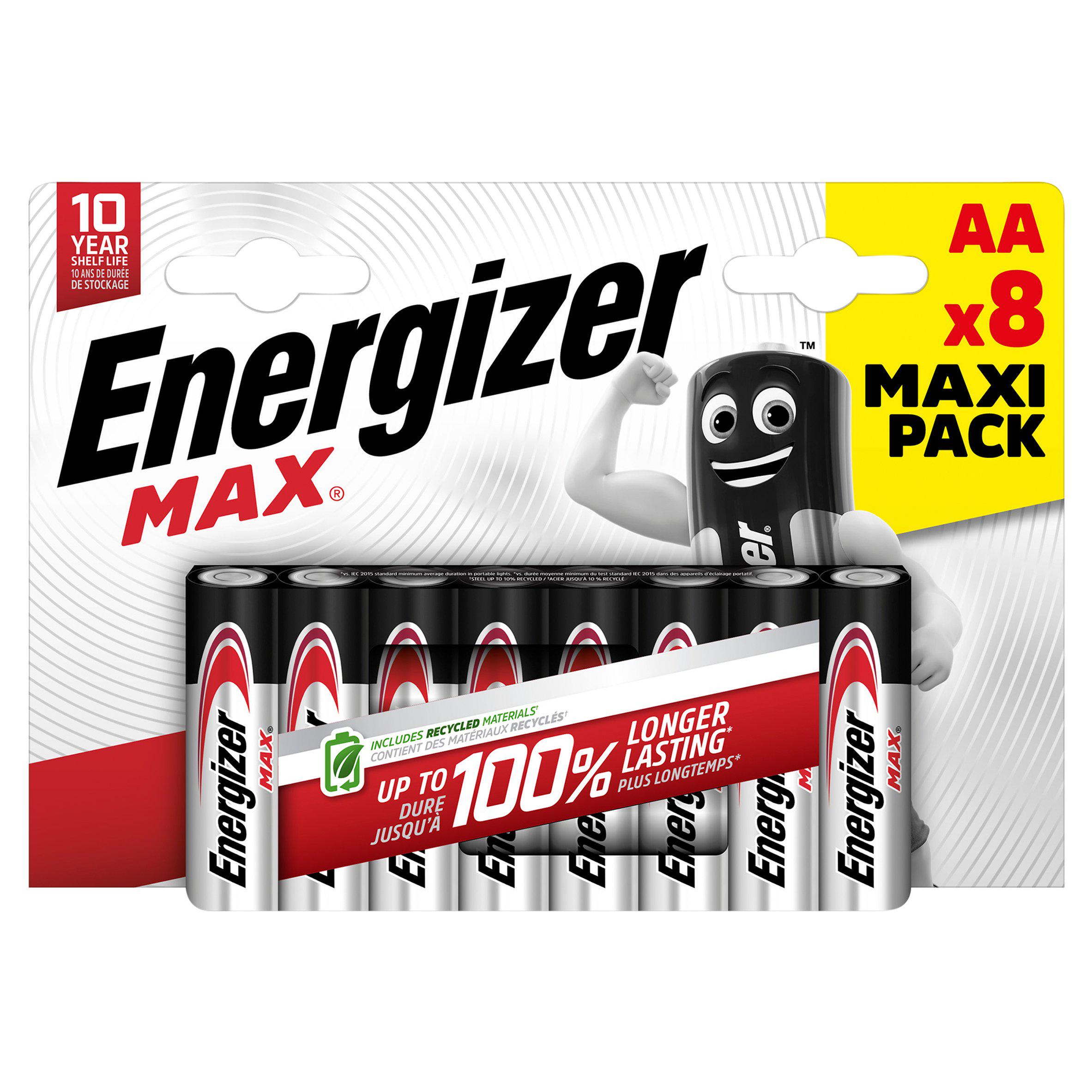 Energizer Max AA Alkaline Batteries x8