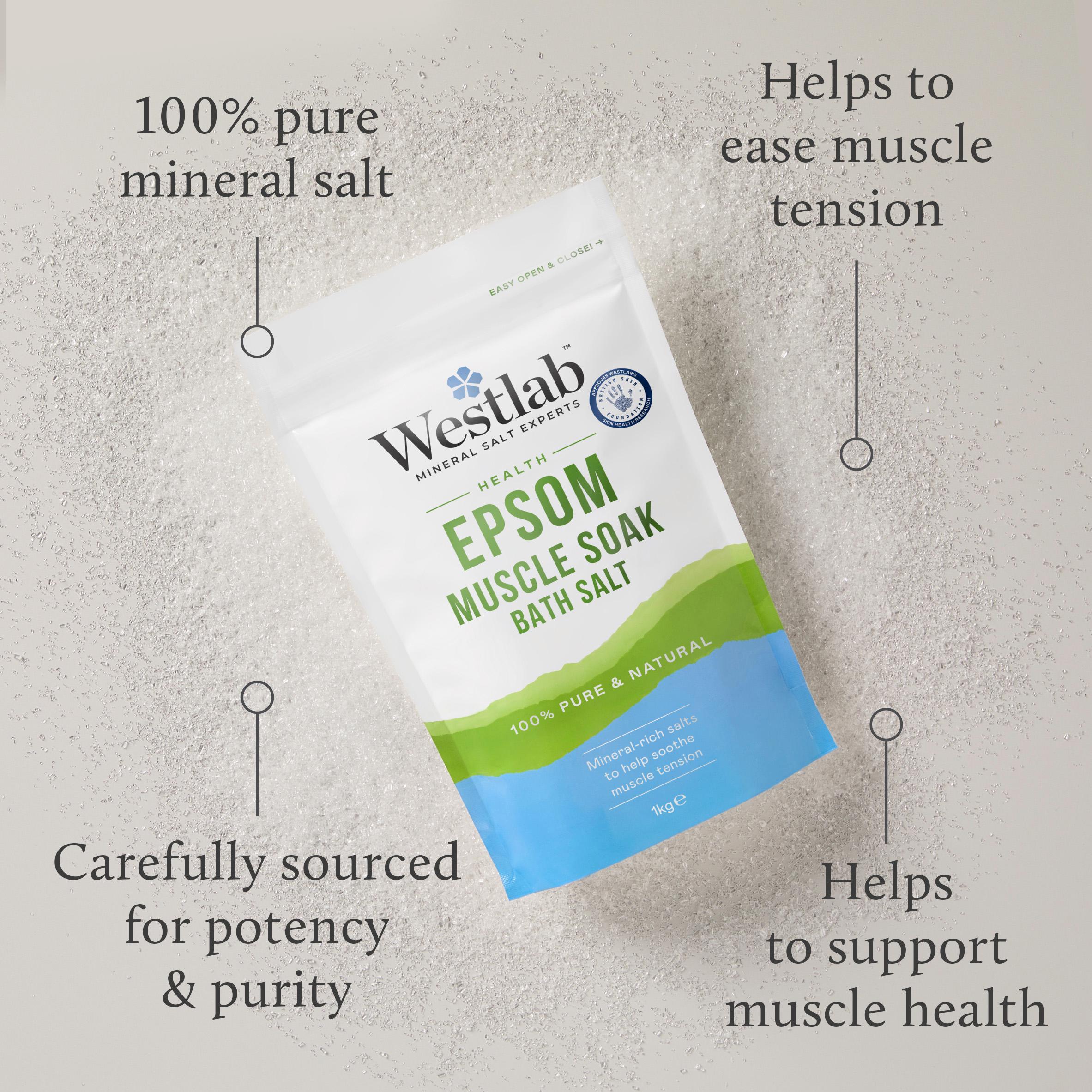 Westlab Pure Mineral Epsom Bath Salt 1kg thumbnail 2
