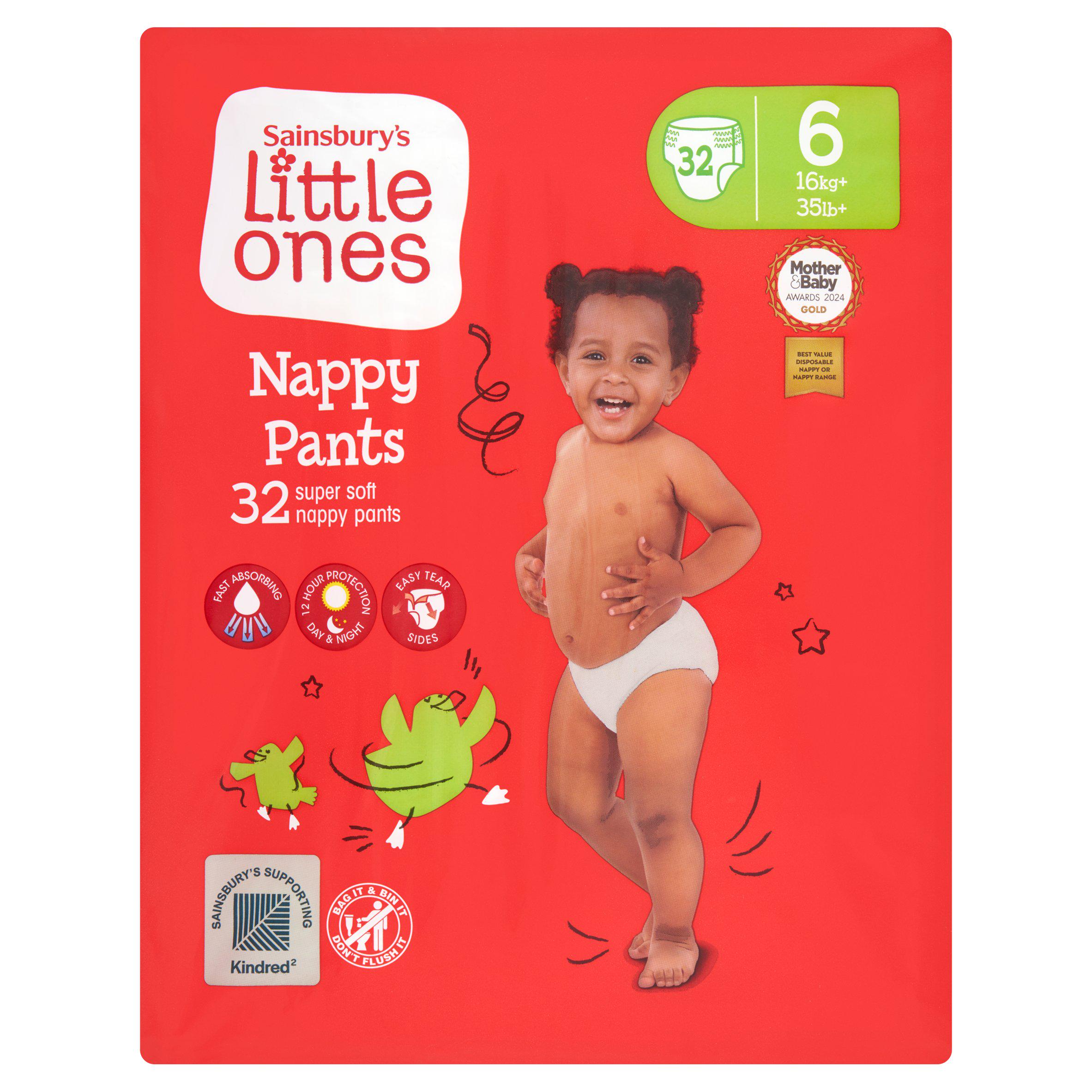 Sainsbury's Little Ones Size 6, 16kg+ Nappy Pants x32