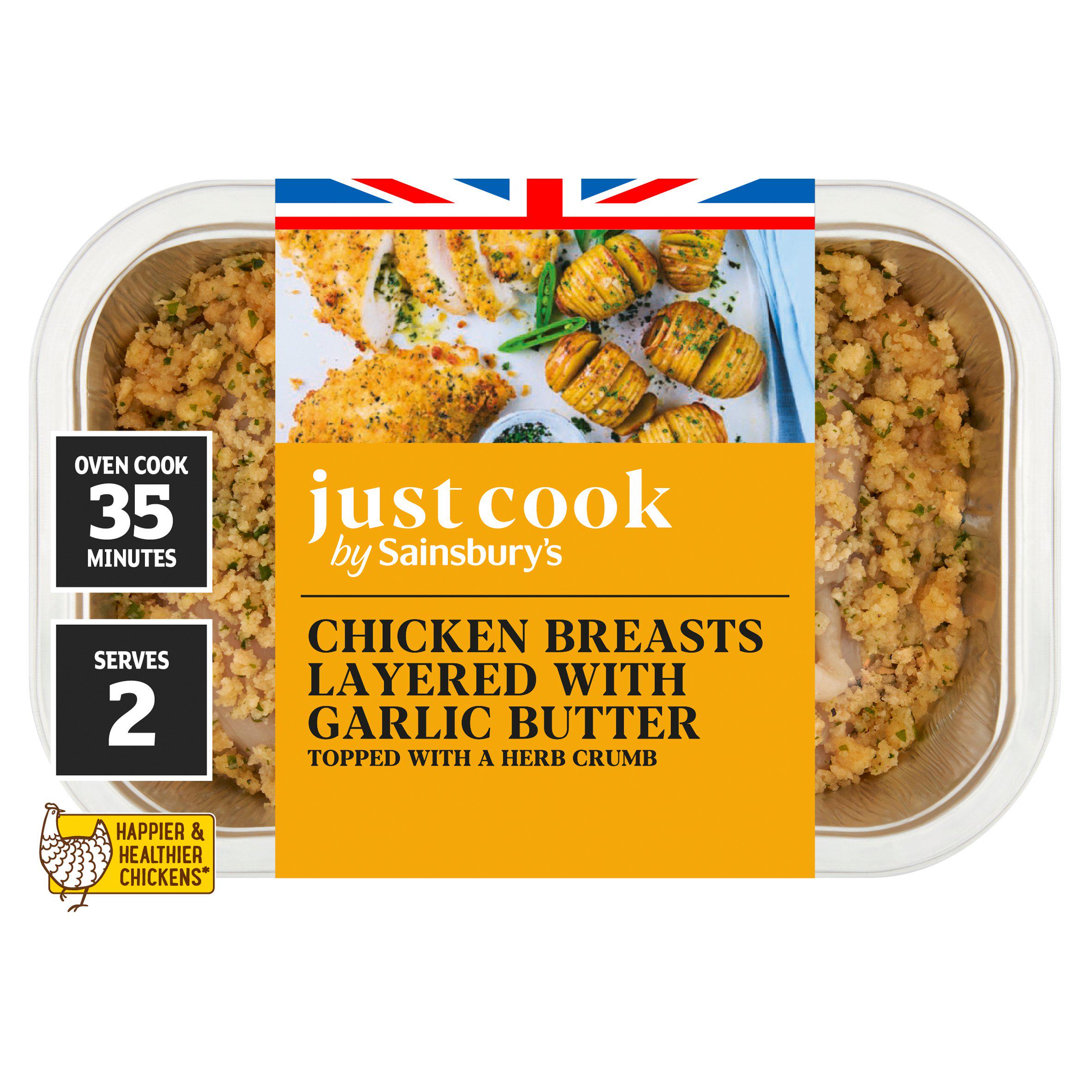 Sainsbury's Just Cook Chicken Breasts Layered with Garlic Butter 370g
