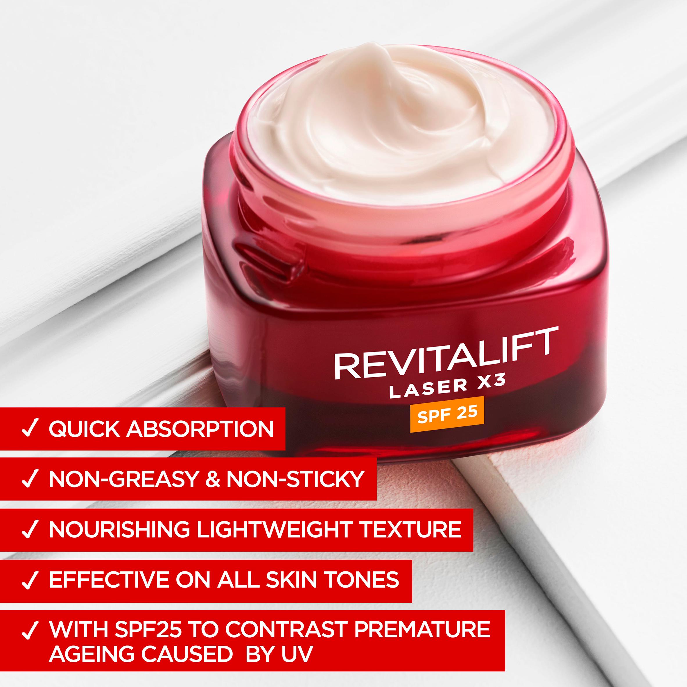 L'Oreal Paris Revitalift Laser Face Moisturiser With SPF25 Triple Action Anti-Ageing Day Cream 50ml thumbnail 5